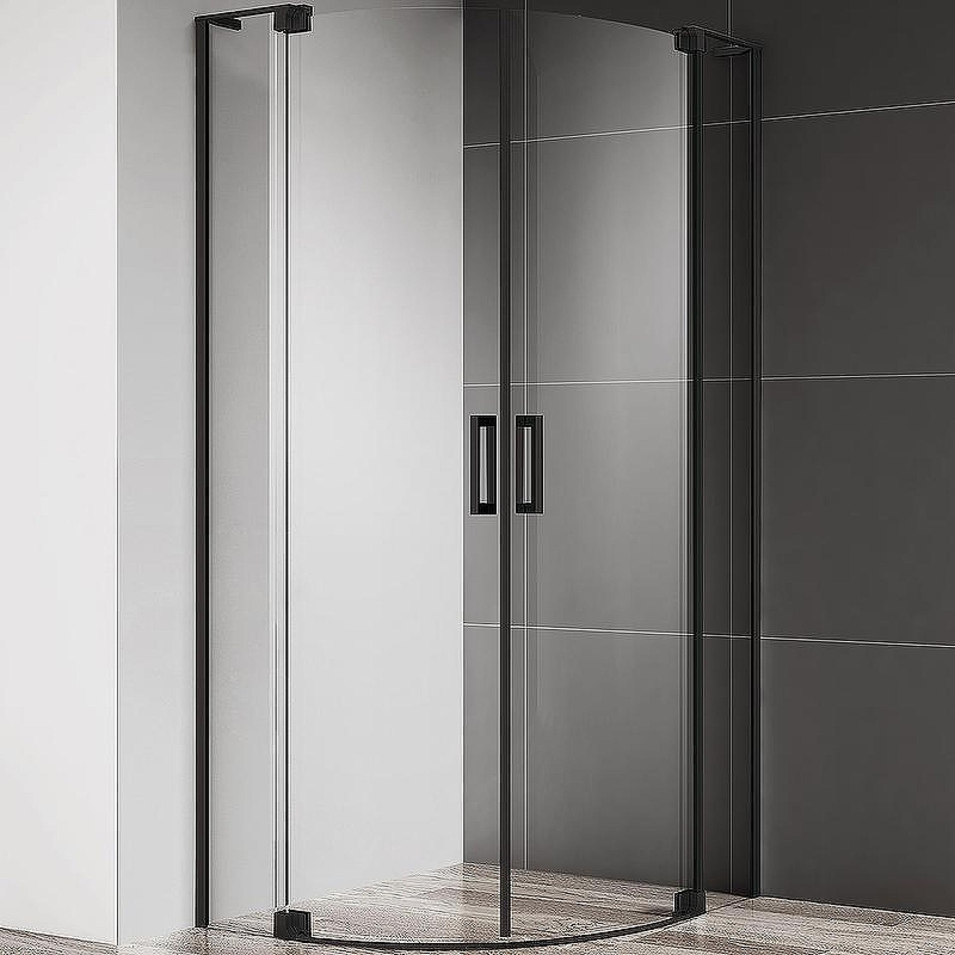 Душевой уголок Cezares Slider 80х80 SLIDER-R-2-80/90-C-NERO профиль черный, стекло прозрачное