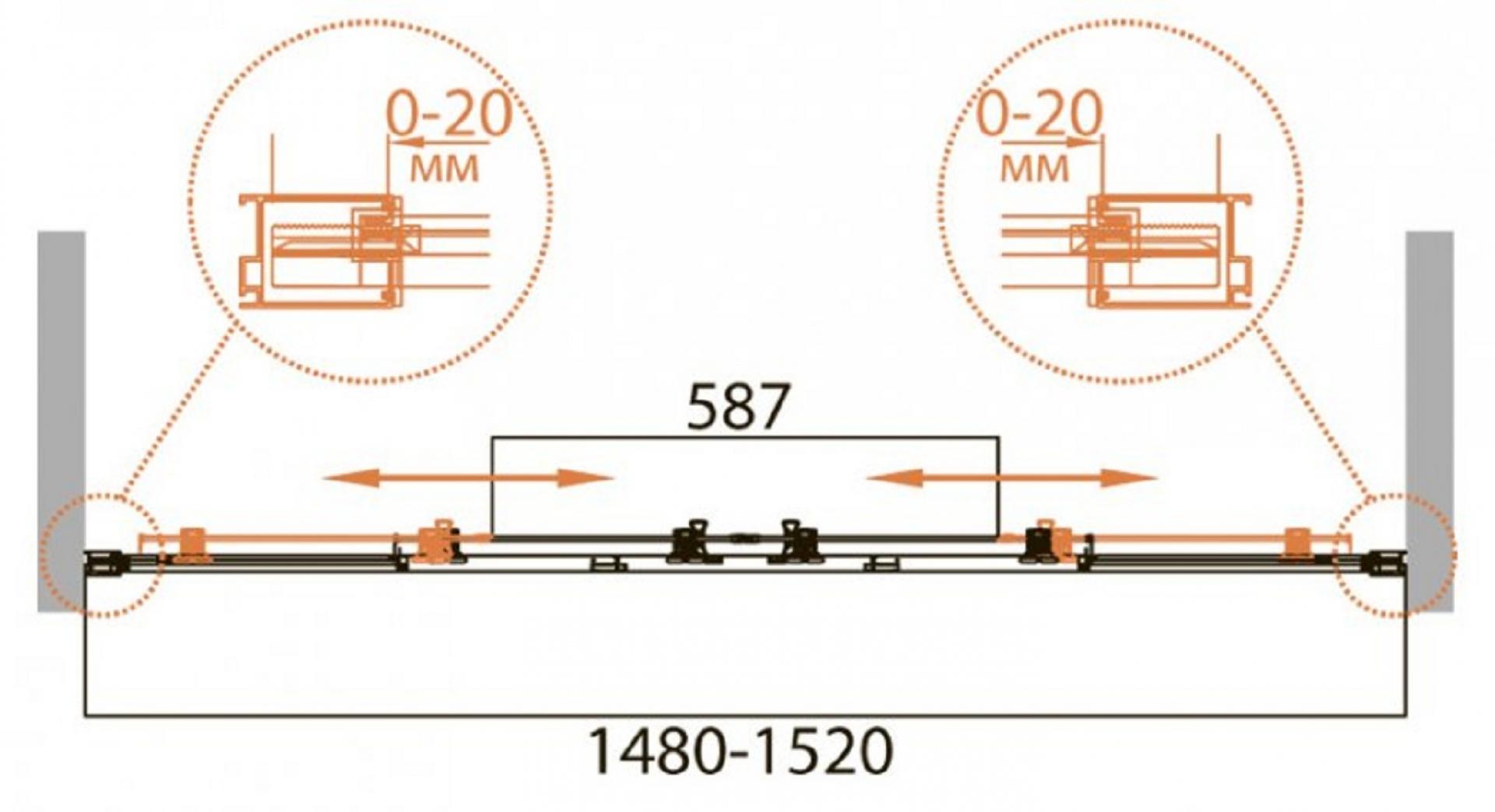 Шторка на ванну Cezares RELAX-VF-2-150/145-P-Bi стекло punto