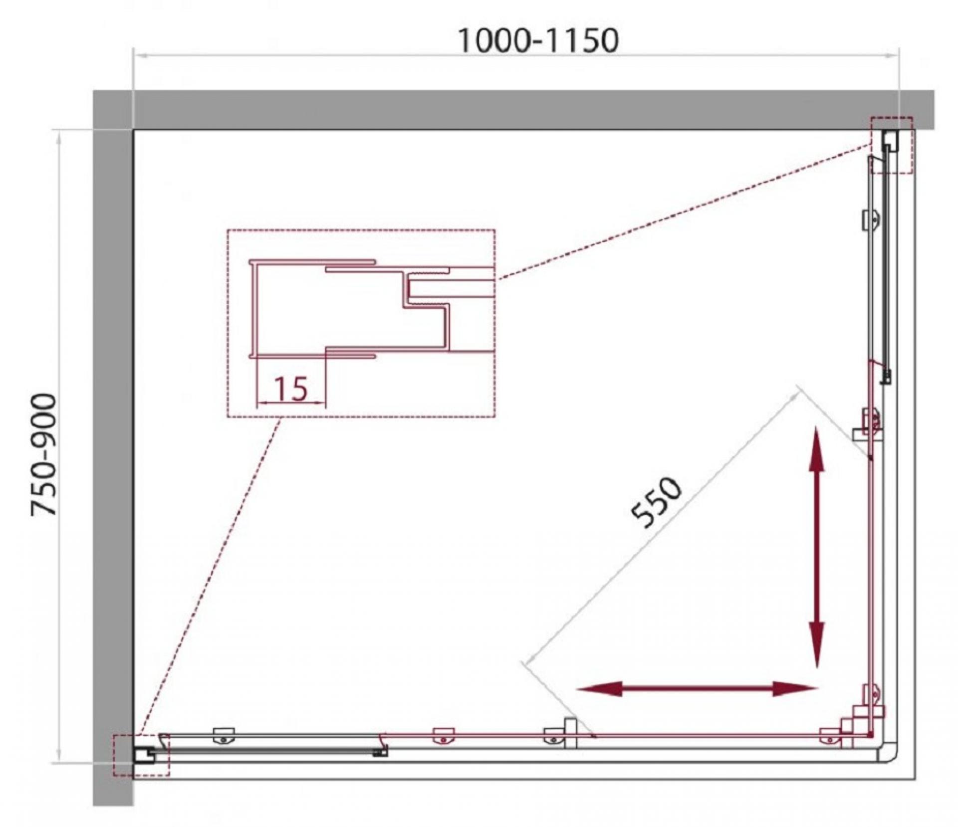 Душевой уголок BelBagno UNIQUE-AH-2-100/115-75/90-P-Cr стекло punto