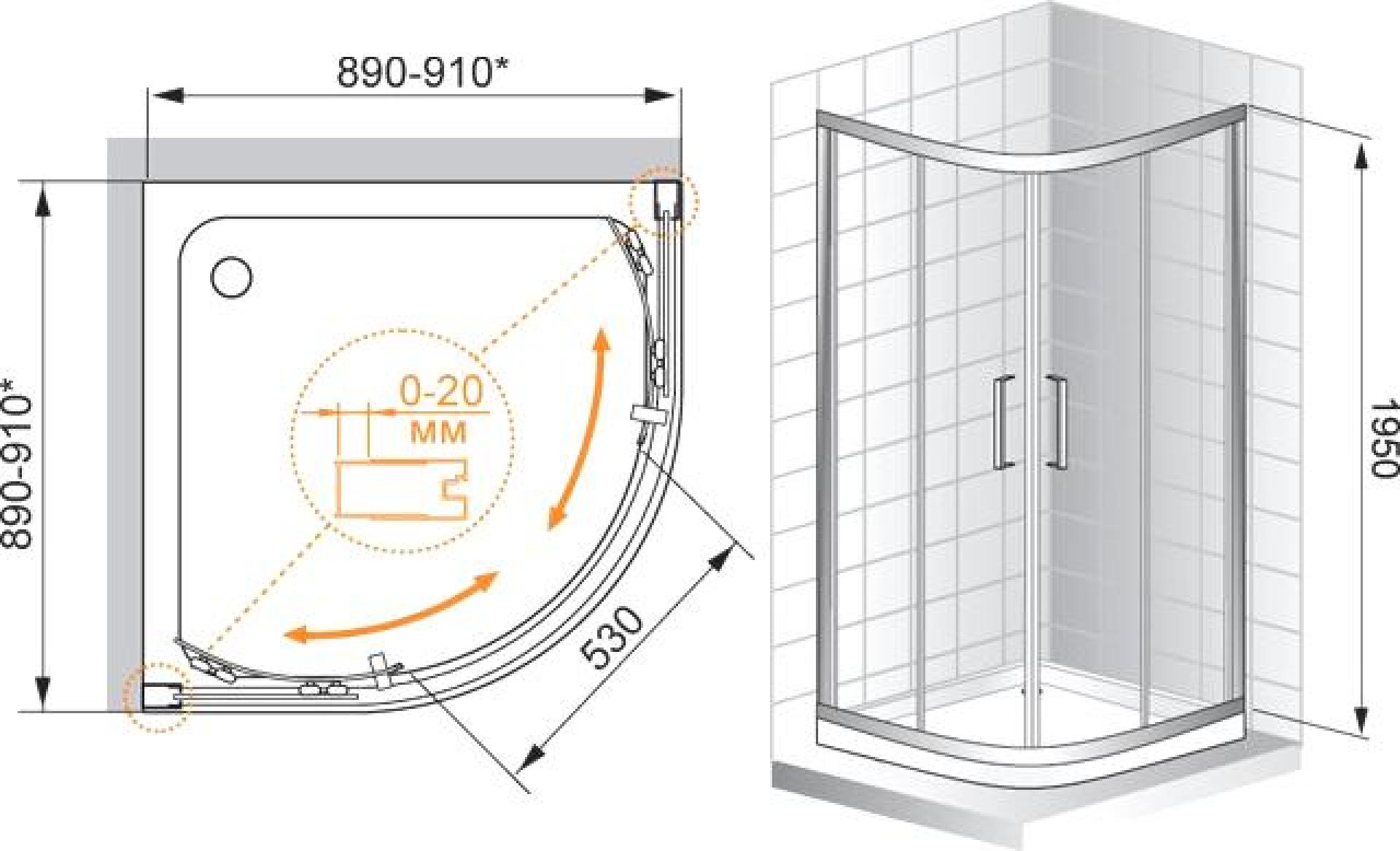 Душевой уголок Cezares Porta D R2 100 P Cr