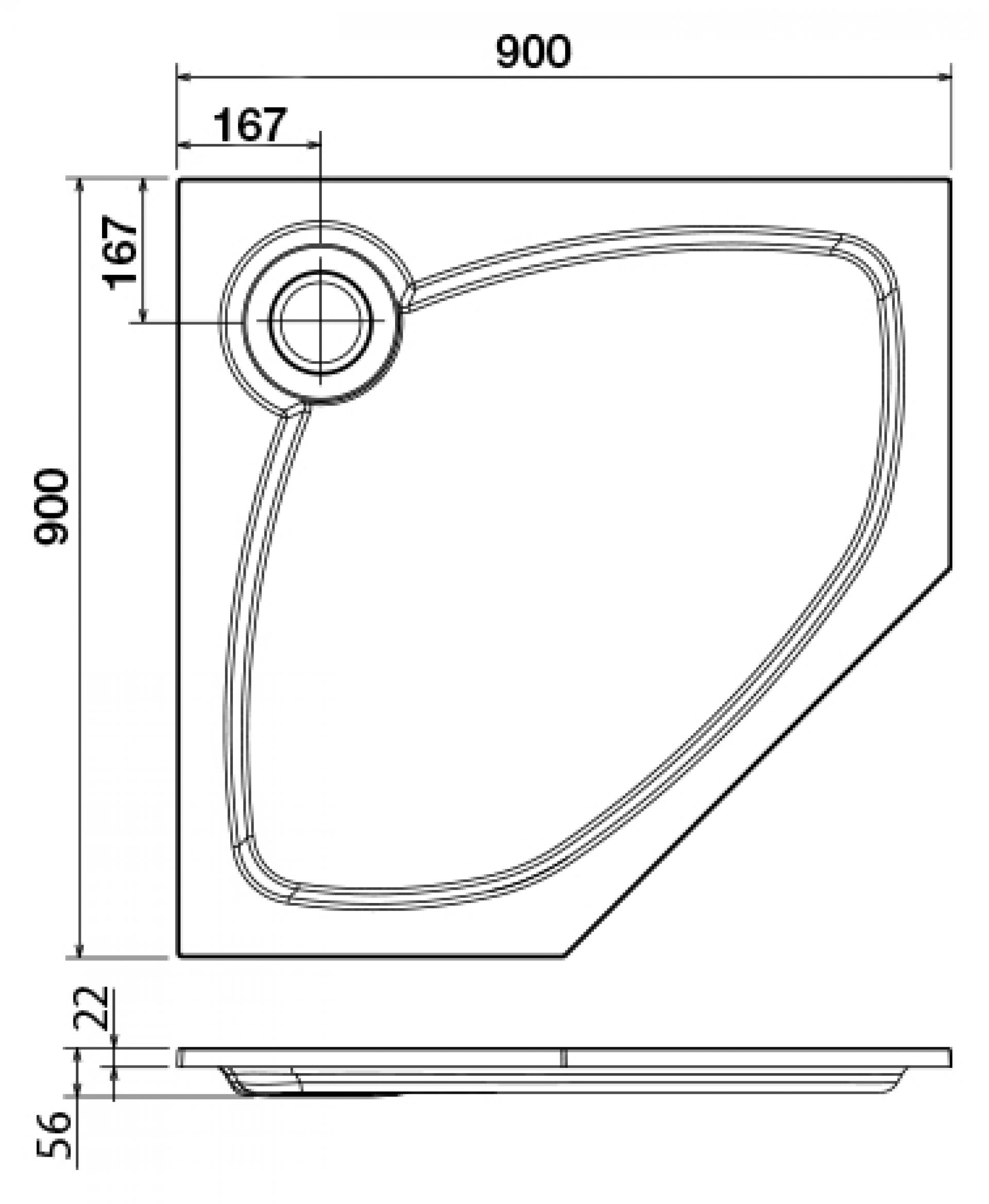 Поддон для душа Cezares Tray P 90 пятиугольный