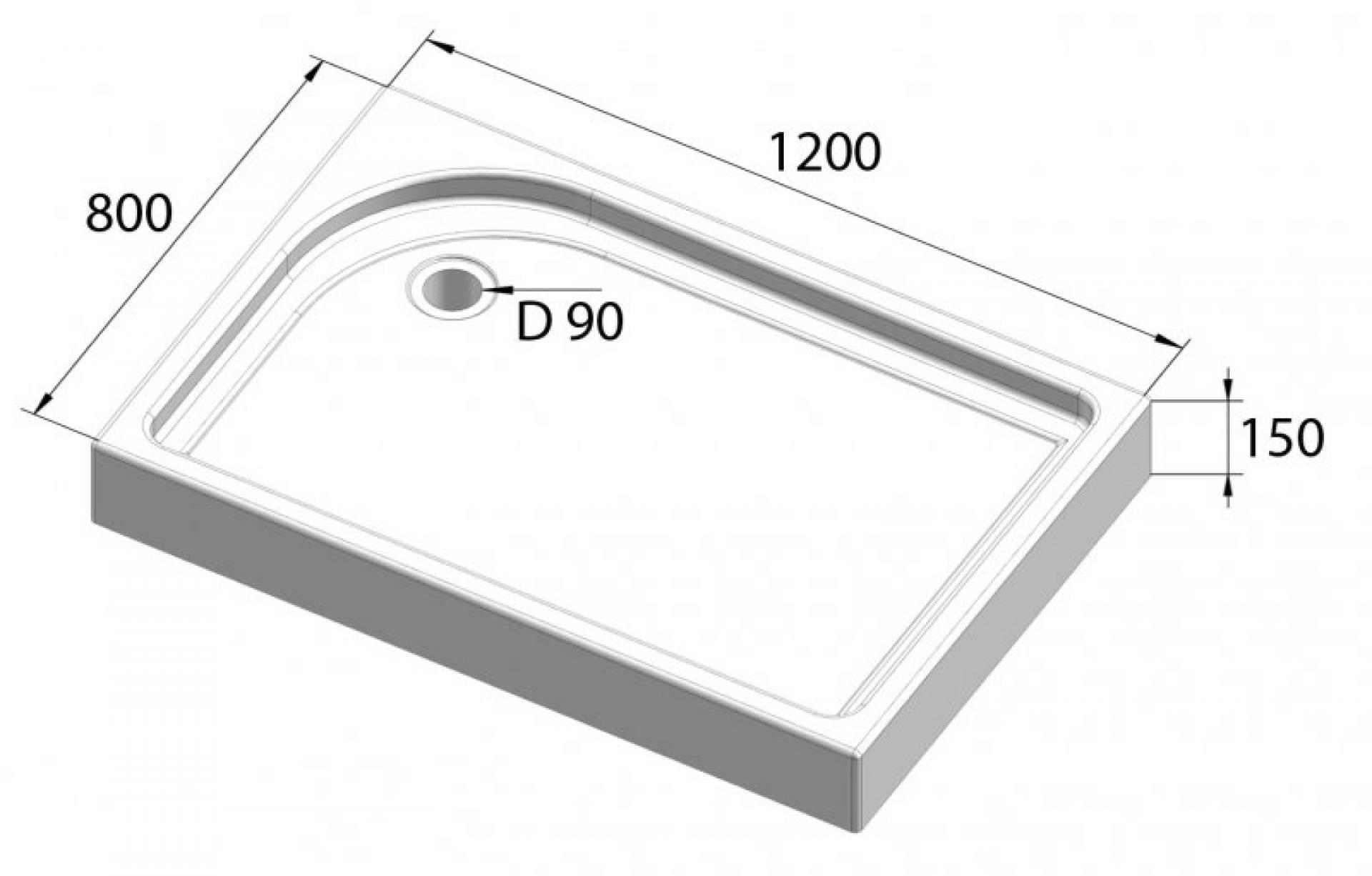 Поддон для душа BelBagno TRAY-BB-AH-120/80-15-W-L