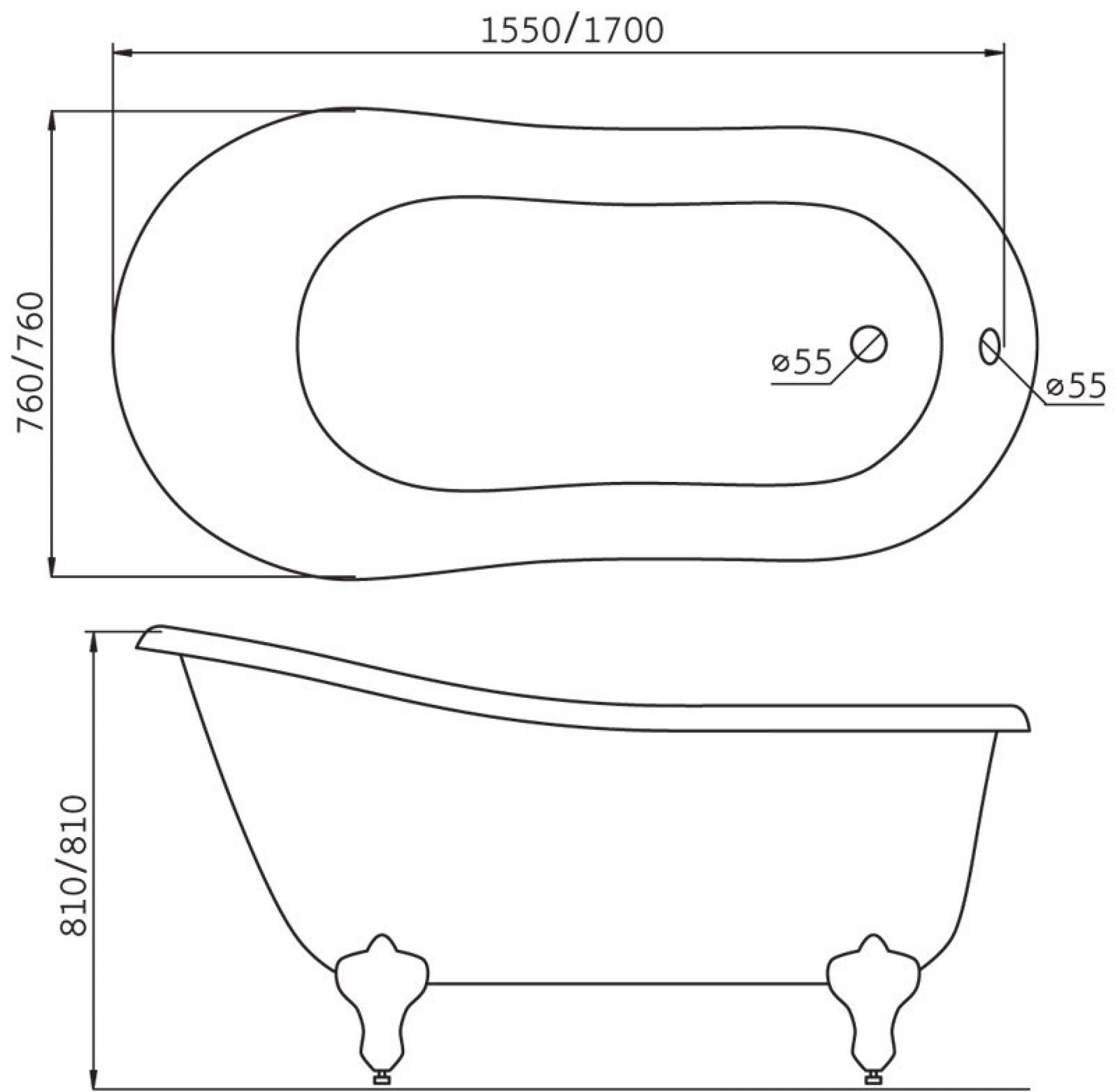 Акриловая ванна 155х76 BelBagno BB06-1550