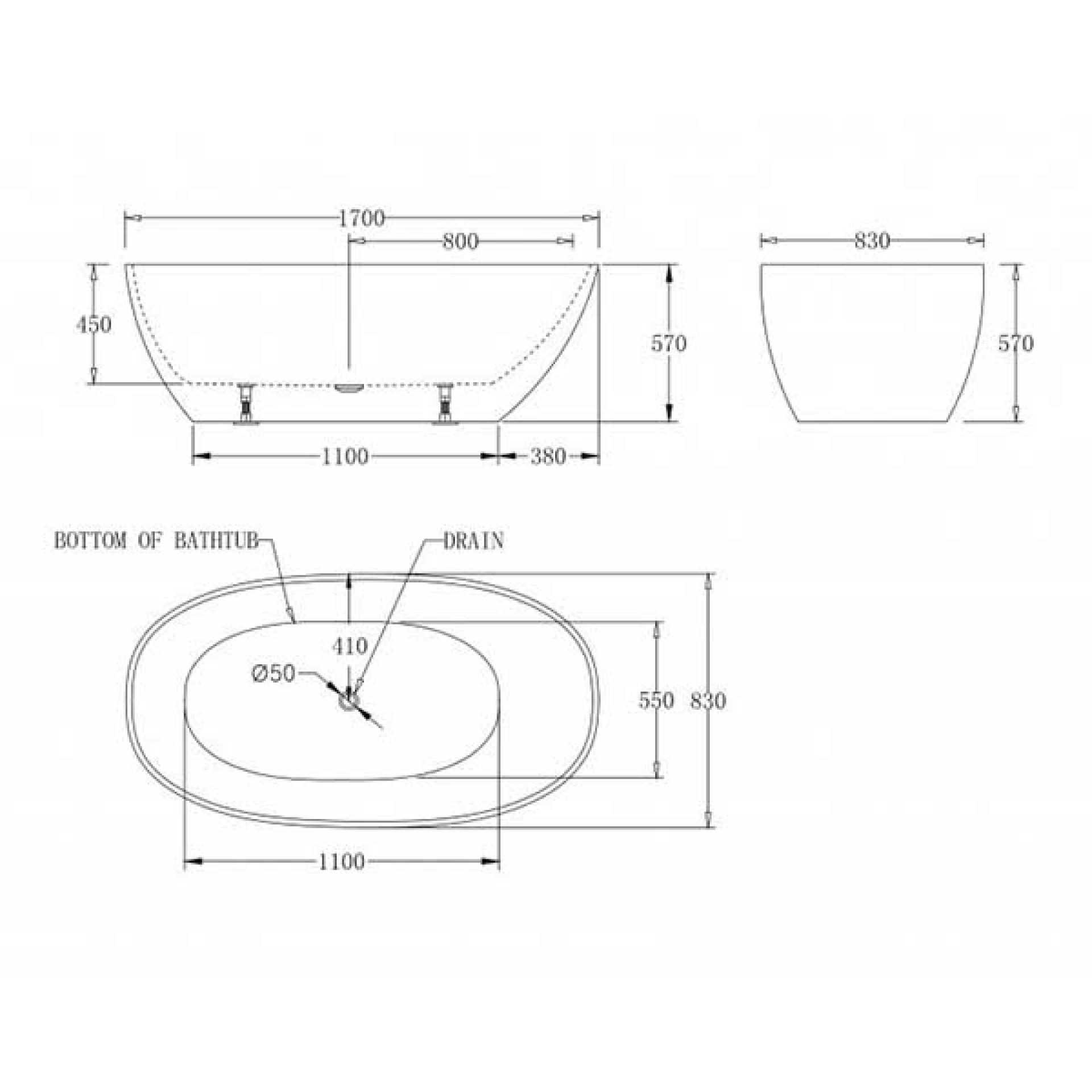 Акриловая ванна 170х83 см BelBagno BB80-1700