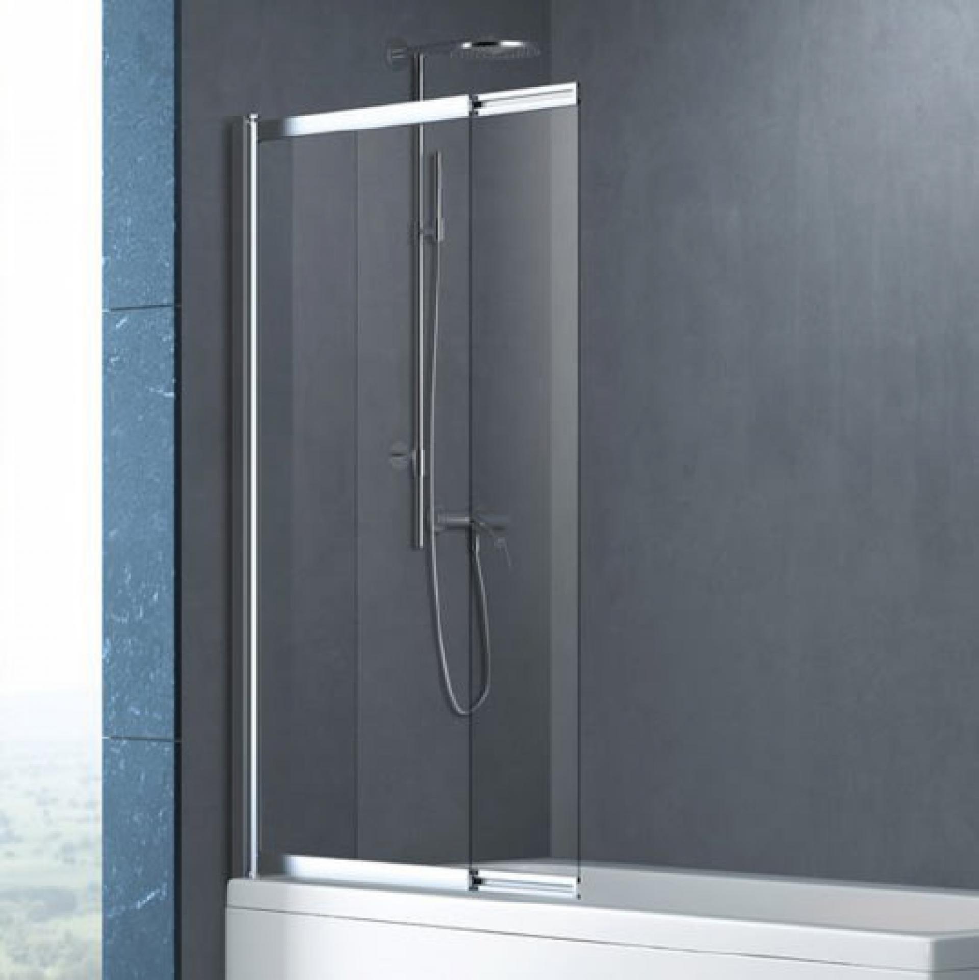 Шторка на ванну Cezares SLIDER-VF-11-90/150-C-Cr стекло прозрачное