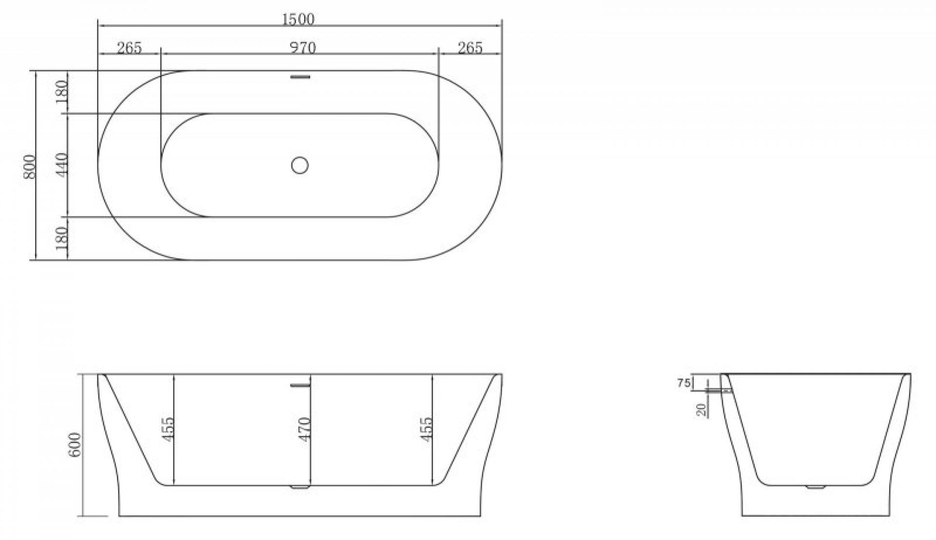 Акриловая ванна 150х70 см BelBagno BB405-1500-800