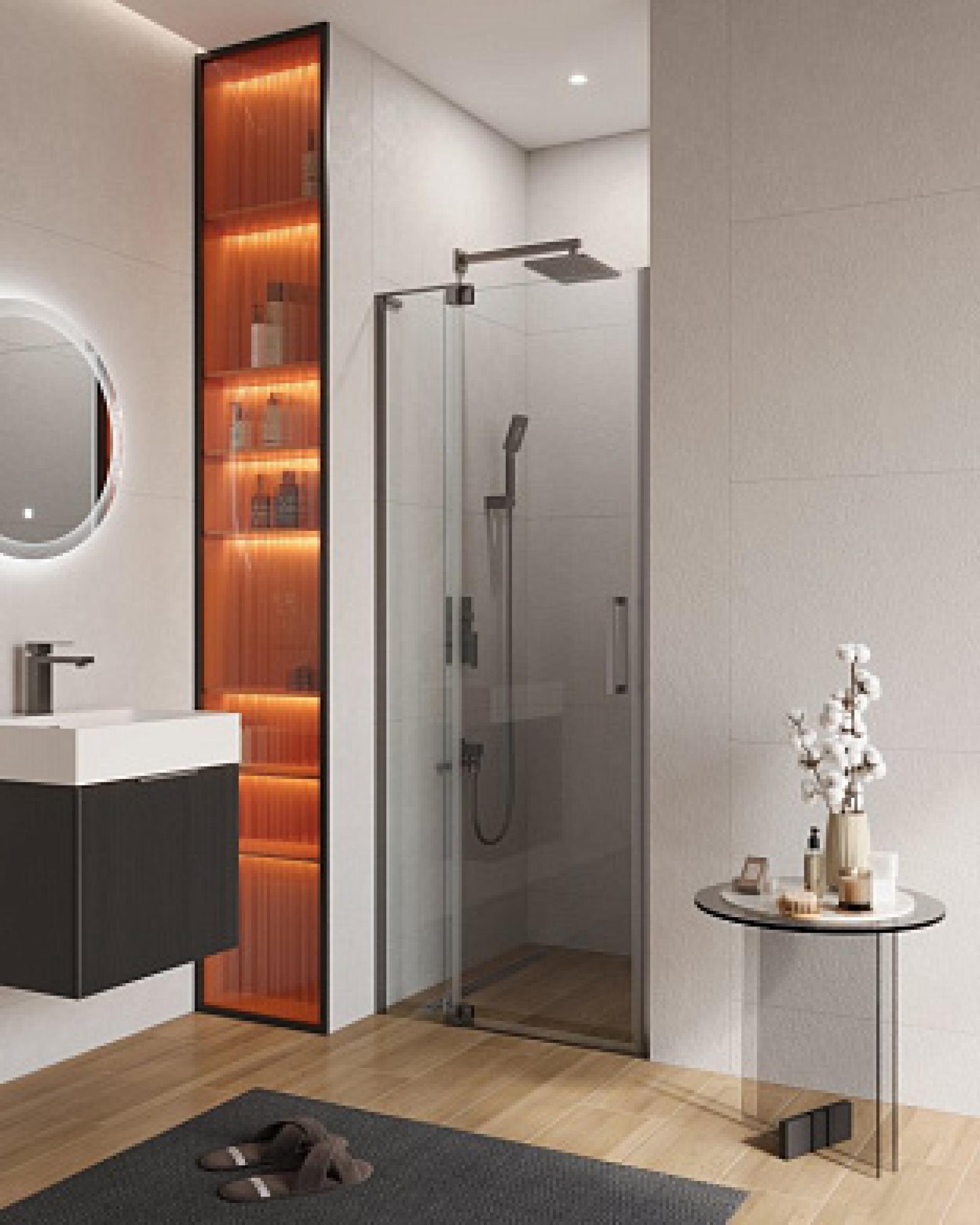 Дверь душевая Cezares Slider 80 SLIDER-B-1-80/90-C-GM профиль оружейная сталь, стекло прозрачное