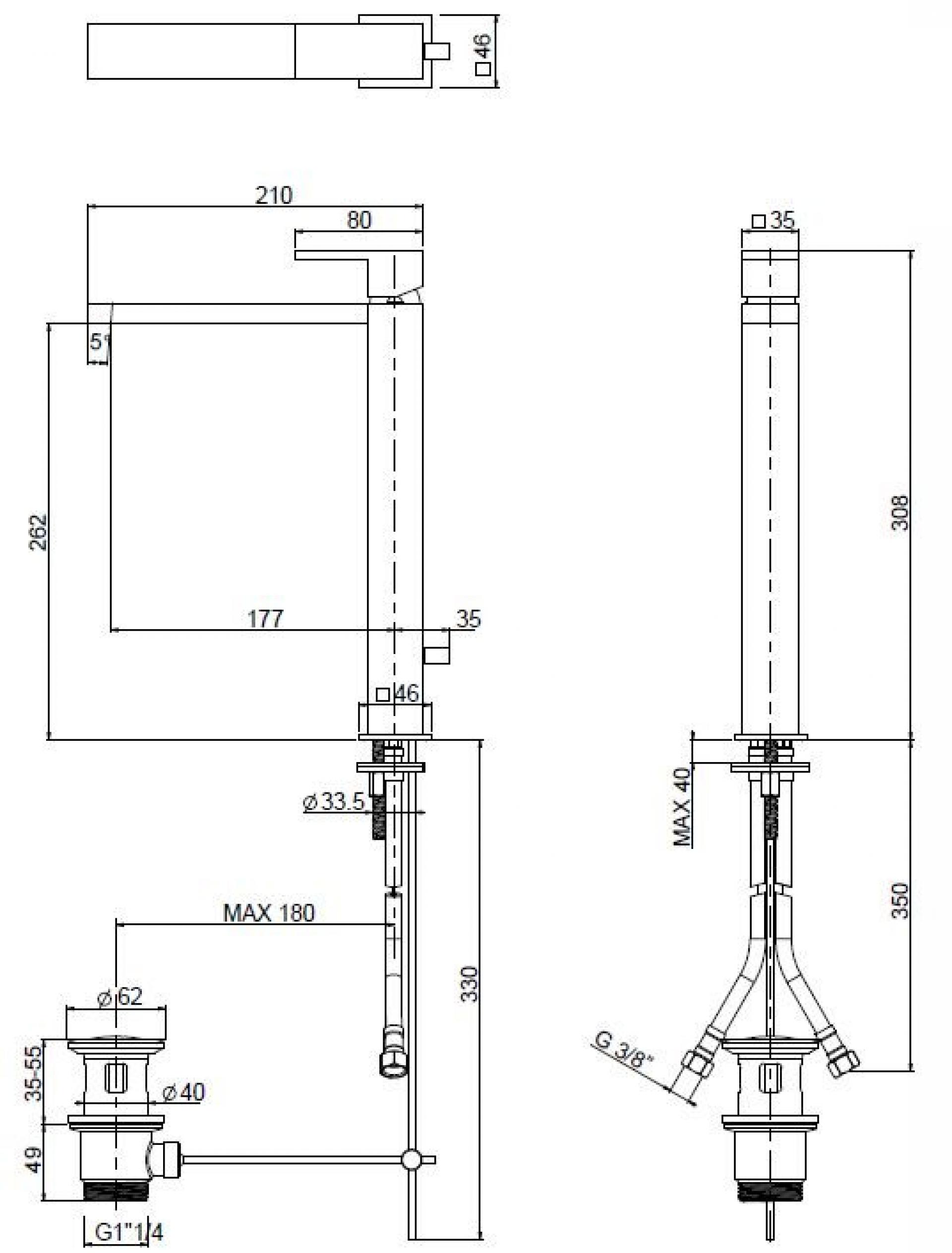 Смеситель для раковины Cezares UNIKA-LC-NOP-W0, черный