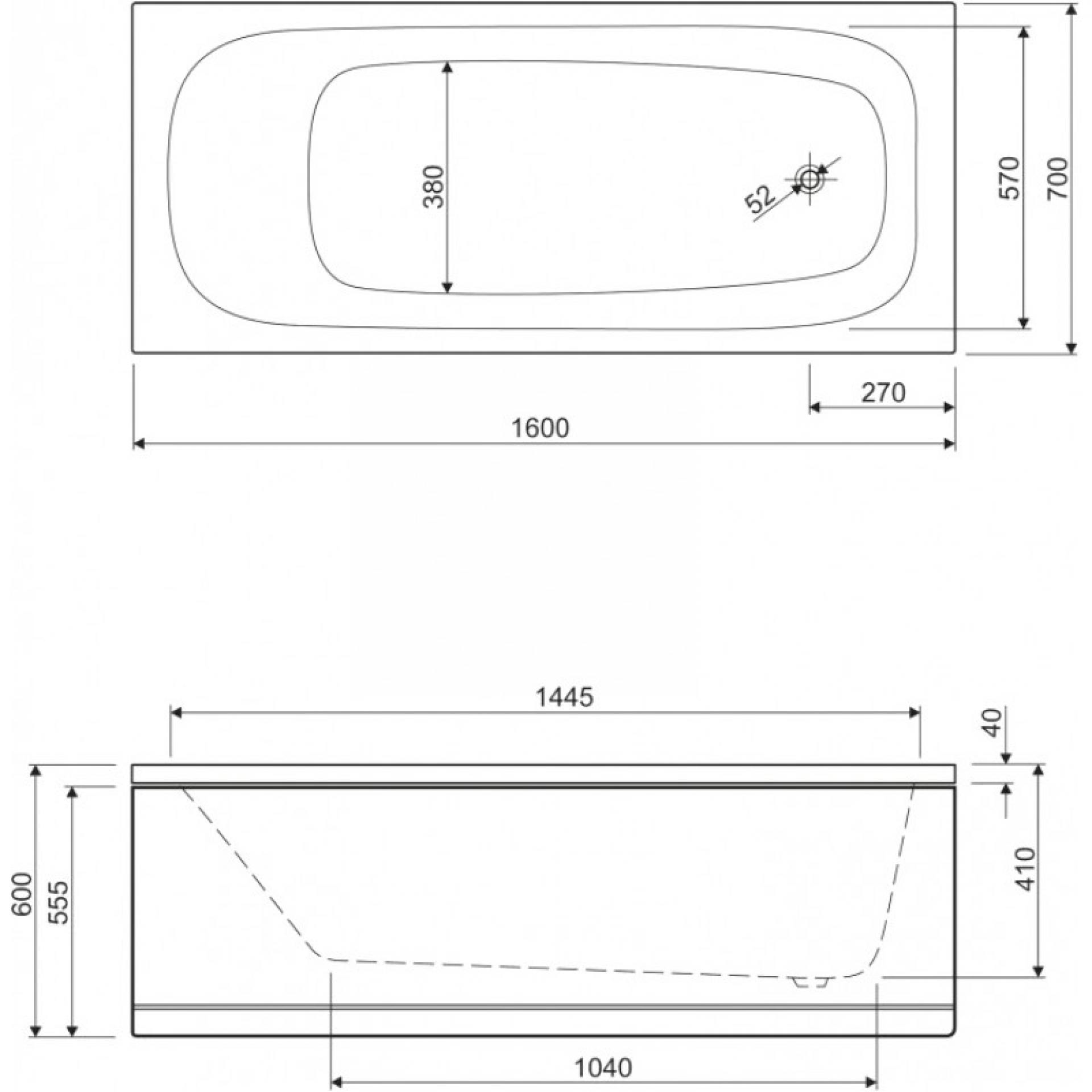 Акриловая ванна 160х70 Cezares Eco ECO-160-70-41