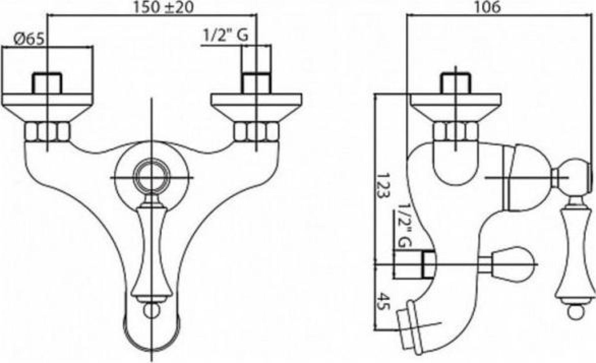 Смеситель для ванны и душа Cezares MARGOT-VDPMS-03/24-N, золото