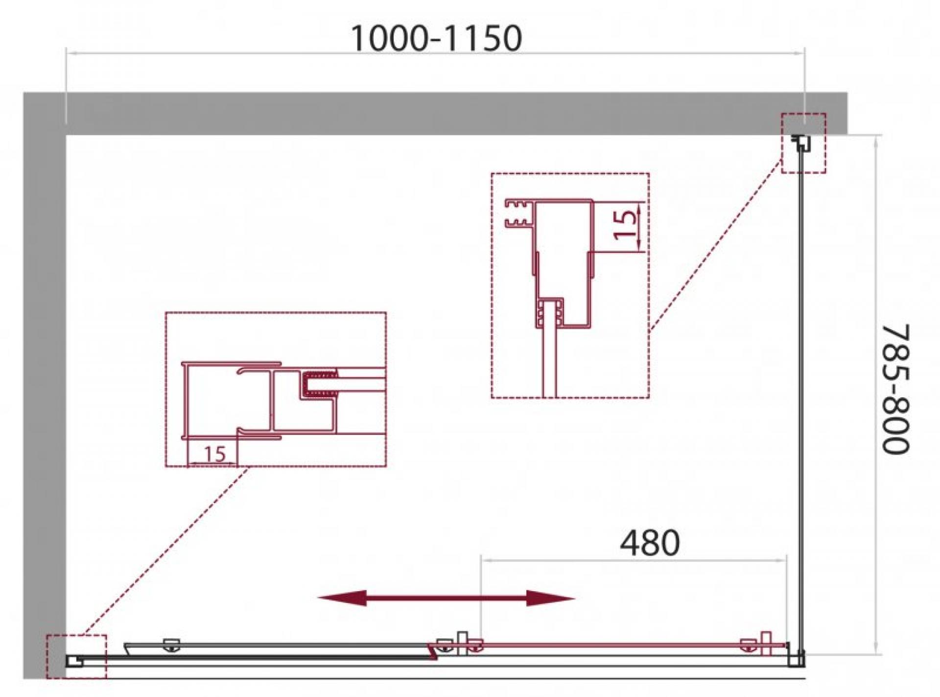 Душевой уголок BelBagno UNIQUE-AH-1-100/115-80-P-Cr стекло punto