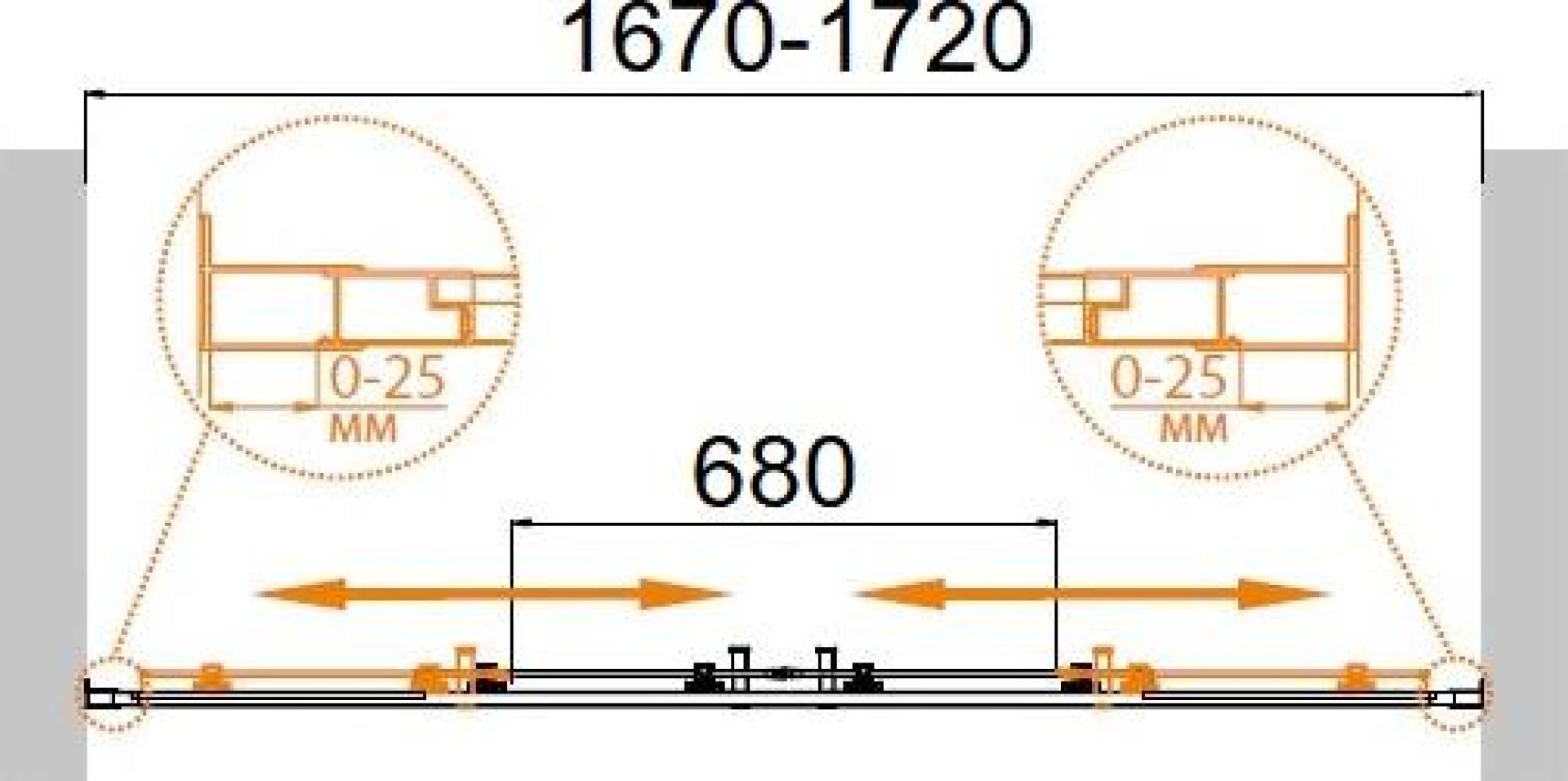 Душевая дверь в нишу Cezares Molveno-BF-2-170-C-Cr-IV