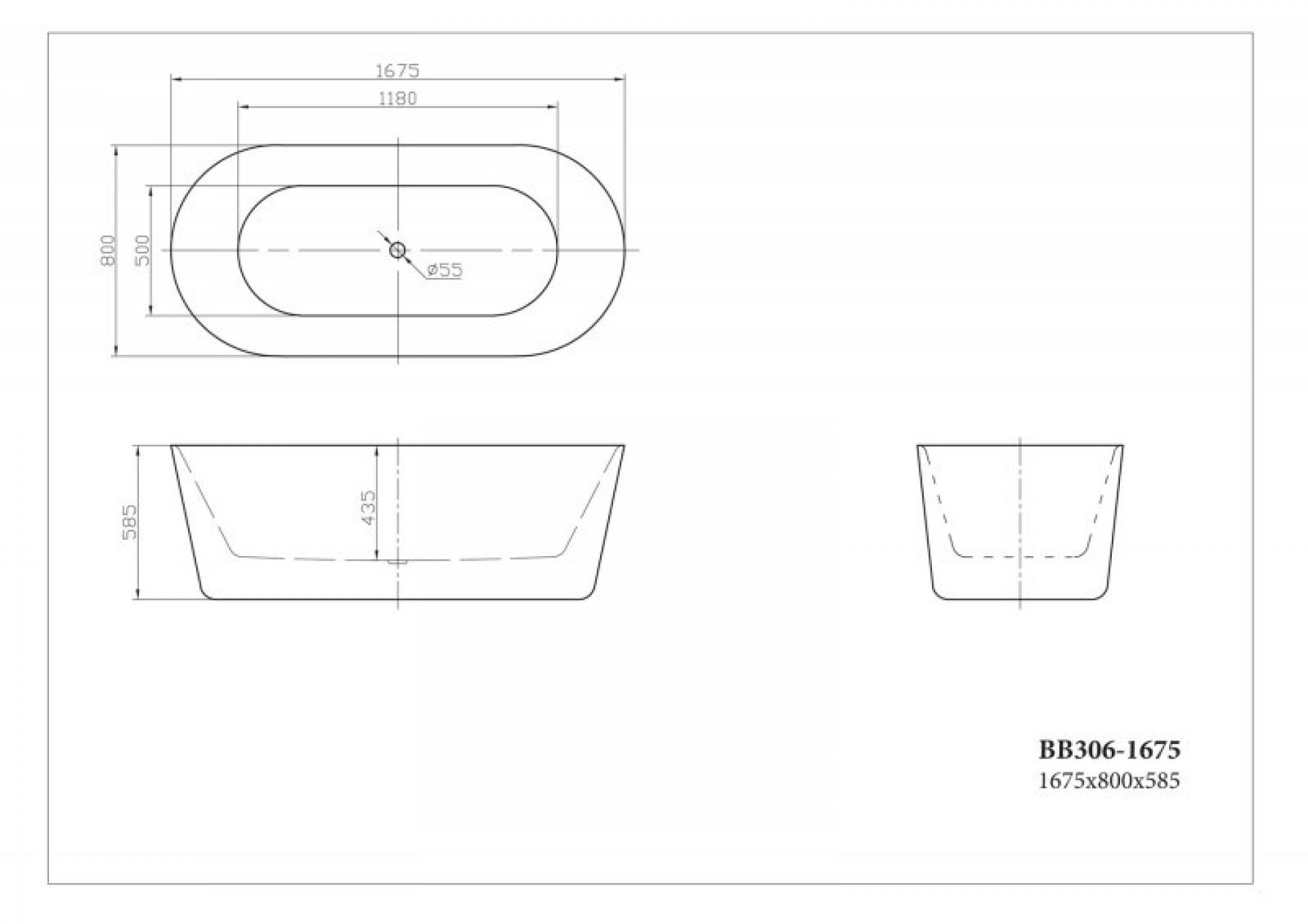 Акриловая ванна 167х80 см BelBagno BB306-1675