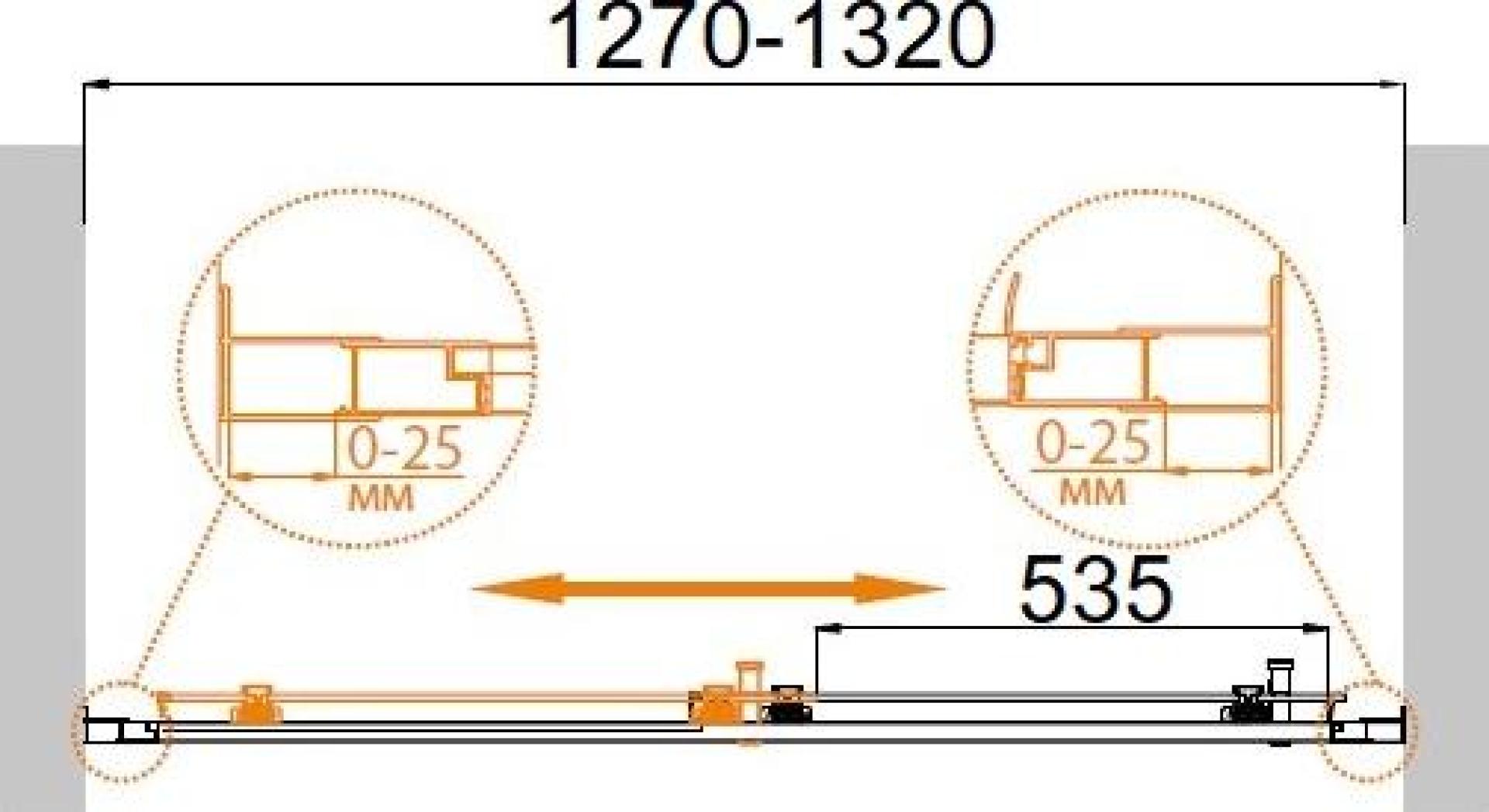 Душевая дверь в нишу Cezares Molveno-BF-1-130-C-Cr-IV