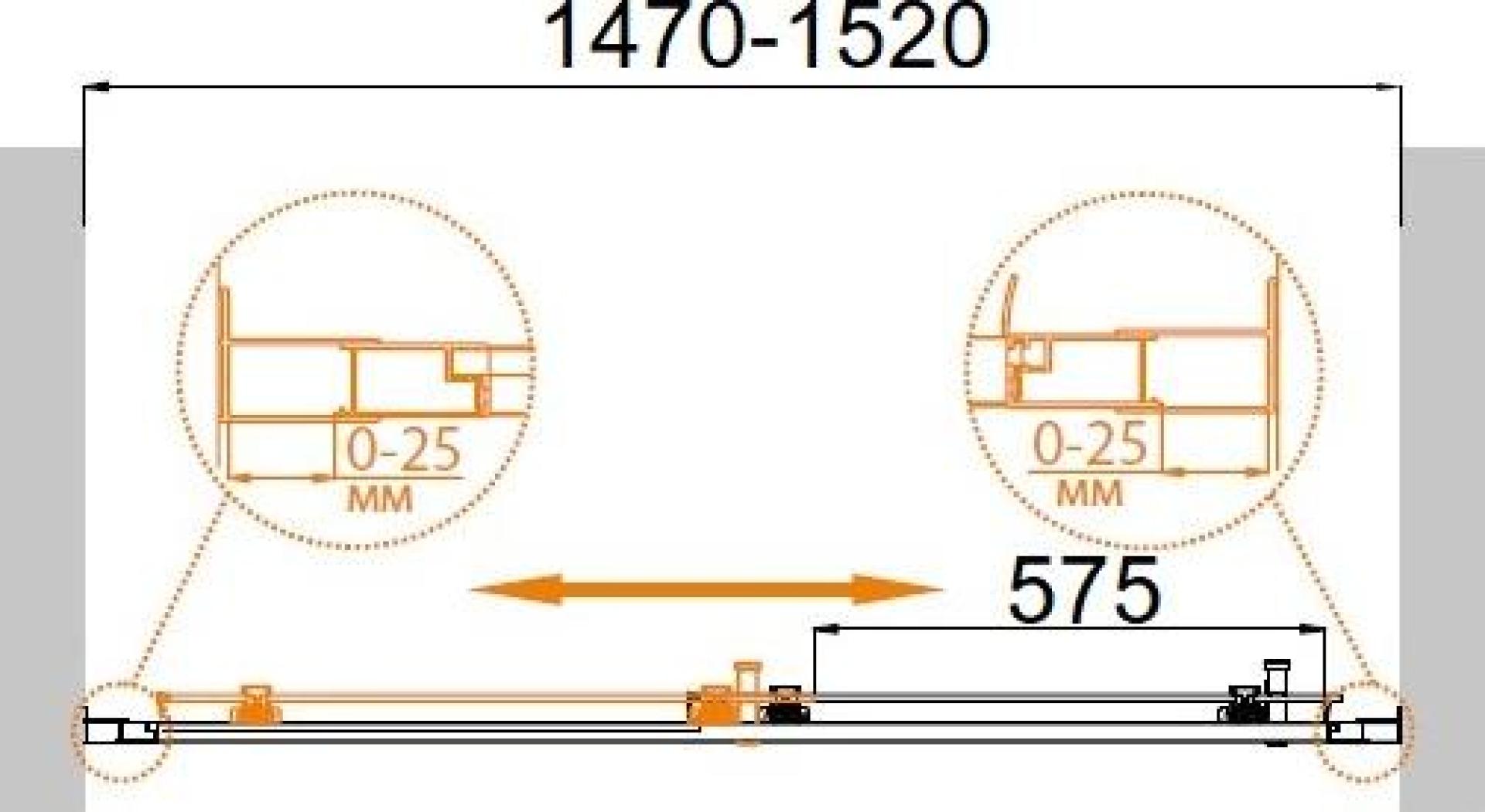 Душевая дверь в нишу Cezares Molveno-BF-1-150-P-Cr