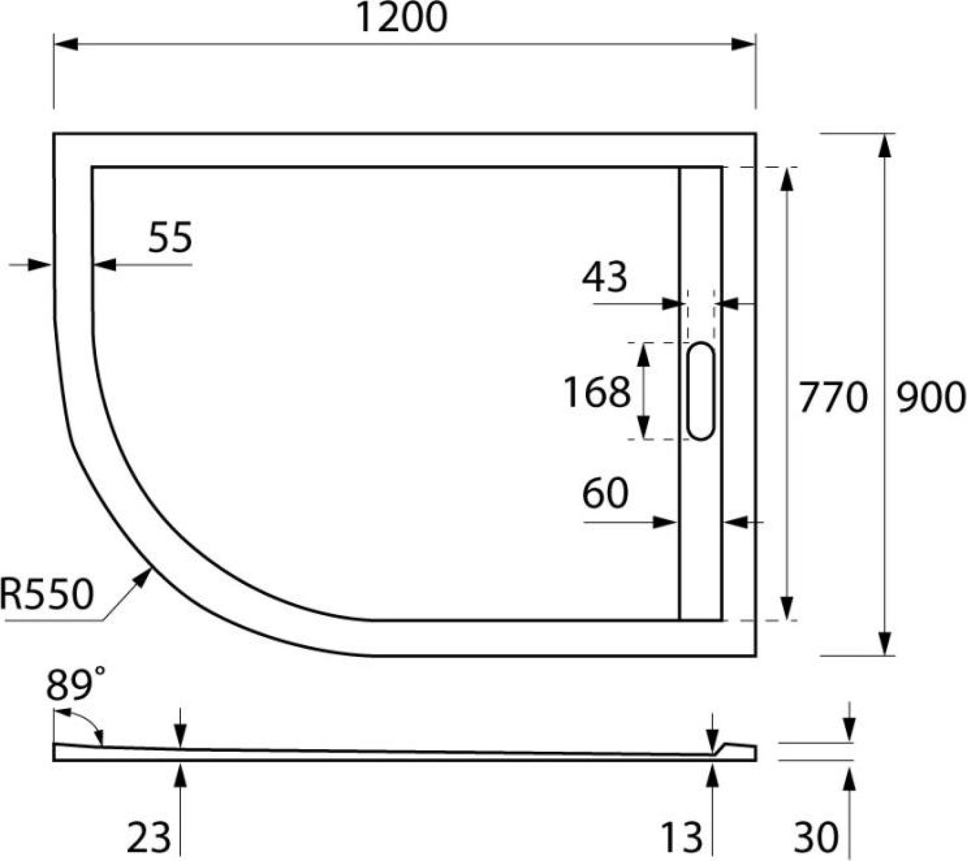 Экран для поддона Cezares TRAY-AS-RH-120/90-100-SCR-R