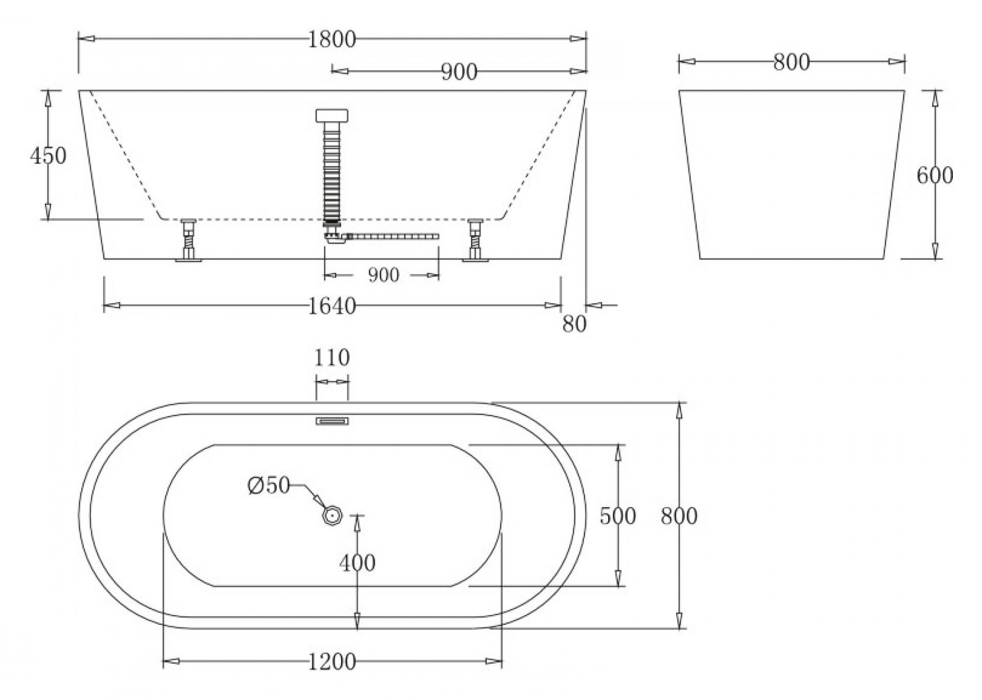 Акриловая ванна 180х80 см BelBagno BB71-1800