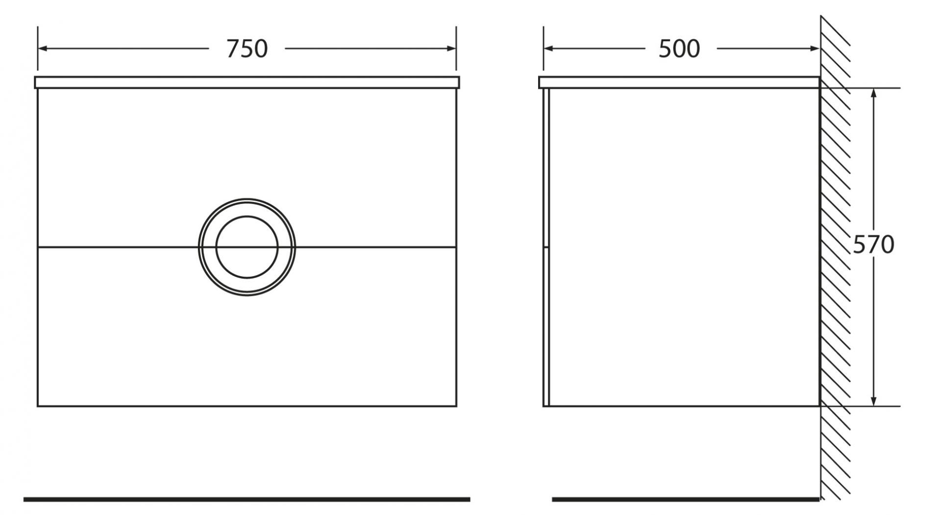 Тумба для комплекта BelBagno ONDA-750-2C-SO-BL bianco lucido