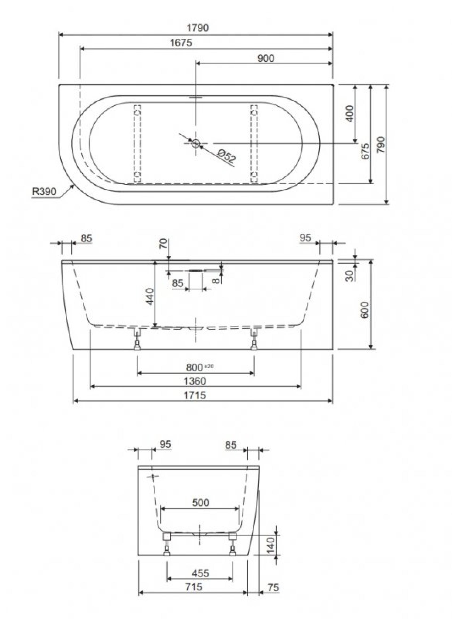 Акриловая ванна Cezares SLIM CORNER-180-80-60-R-NERO-SET 179x79 см правая, черный