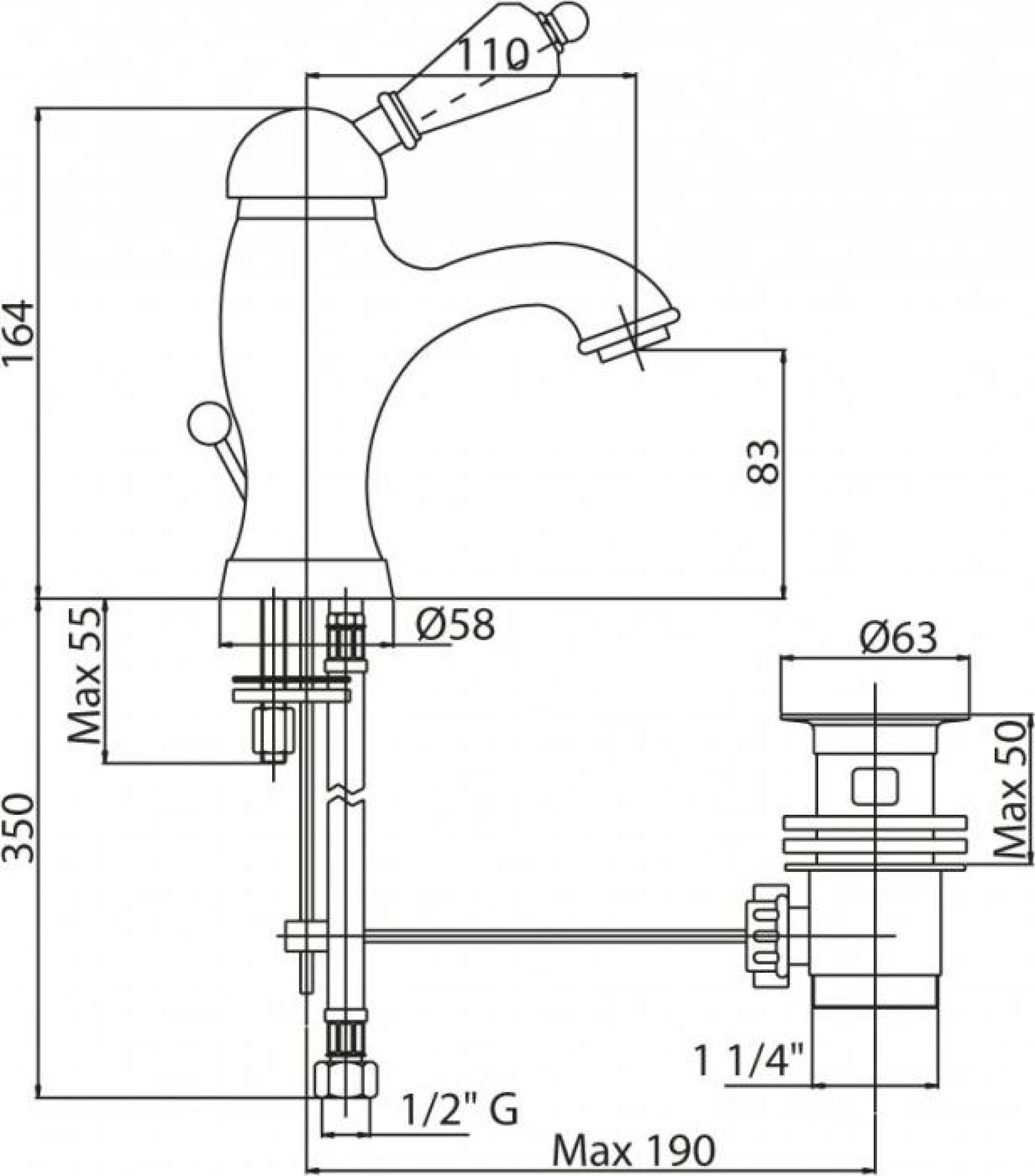 Смеситель для раковины Cezares VINTAGE-LSM1-03/24-Sw, золото