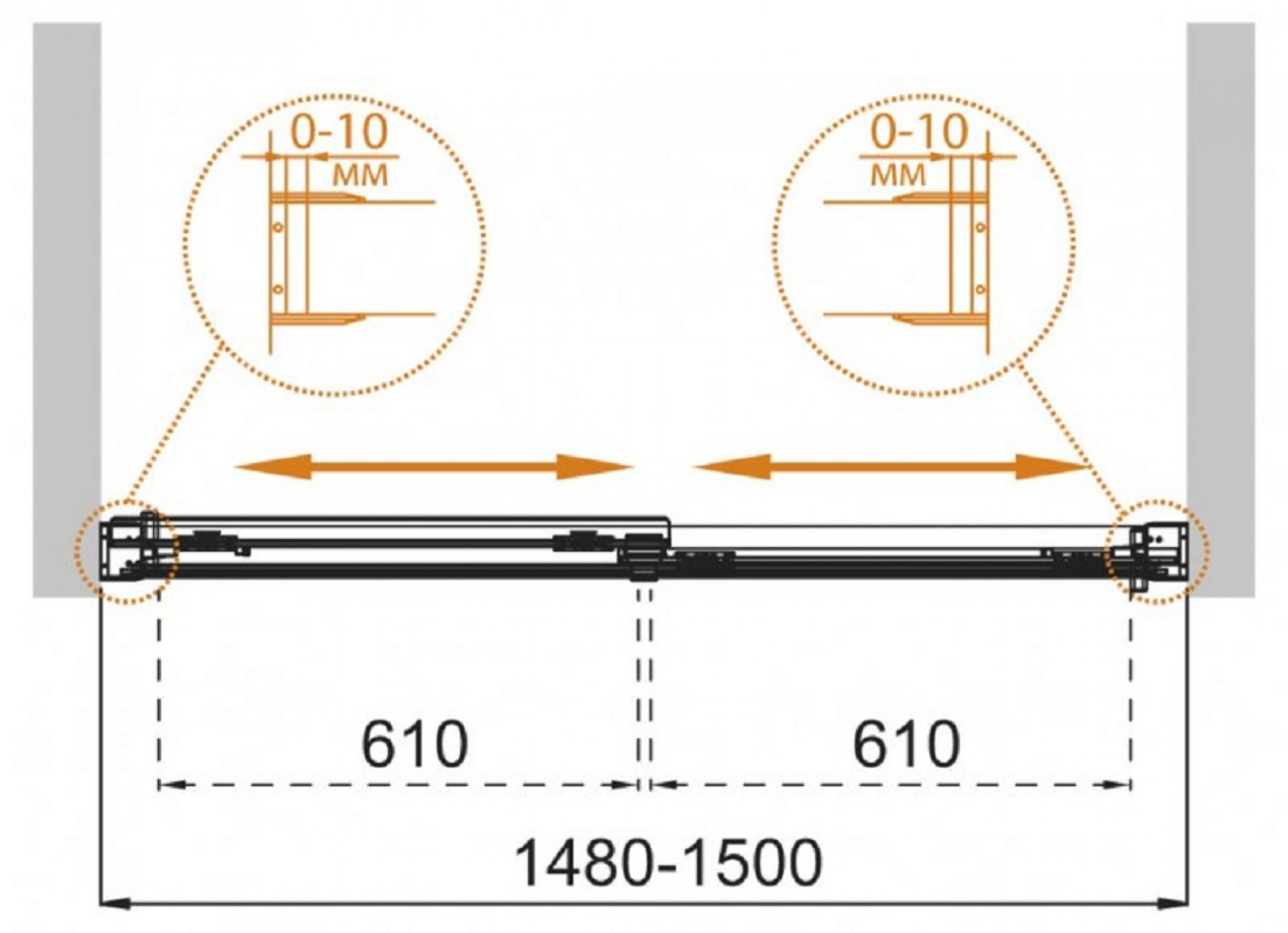 Шторка на ванну Cezares TANDEM-SOFT-VF-2-150/145-C-Cr-IV стекло прозрачное