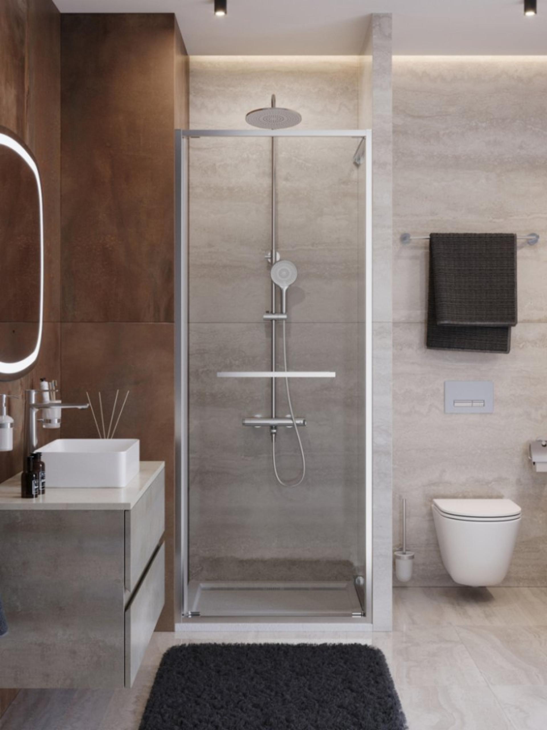 Душевая дверь в нишу 70x195 CEZARES LUX-B-FS-1 без поддона, профиль хром, стекло прозрачное