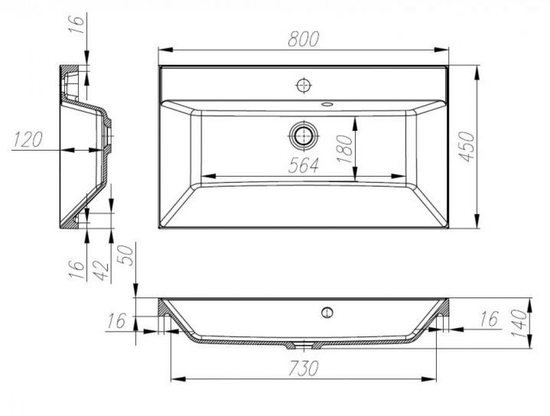 Мебельная раковина BelBagno Marino-Regina 80 PR BB800/450-LV-MR-PR