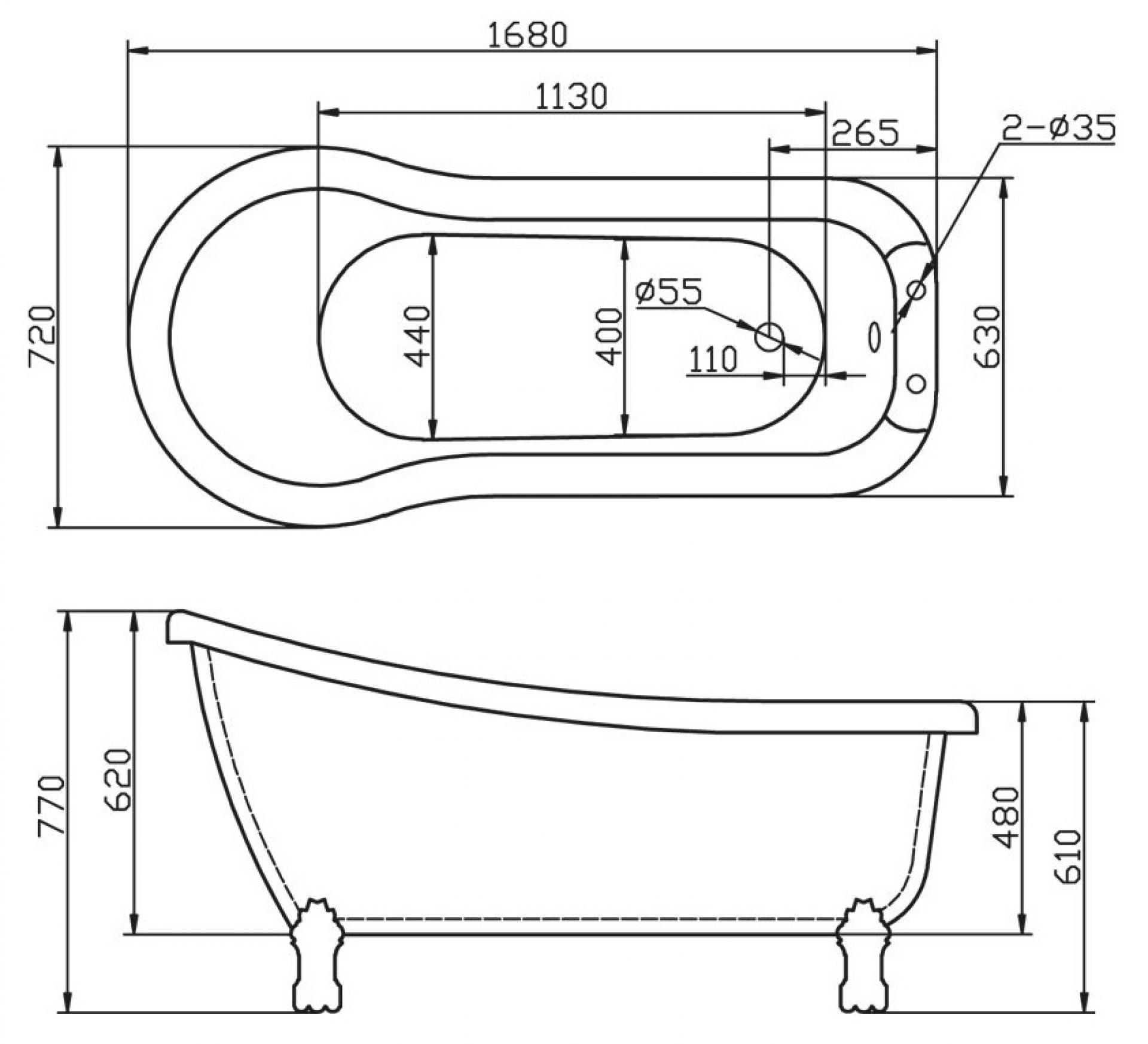 Акриловая ванна 168х72 BelBagno BB20 BB20-1700