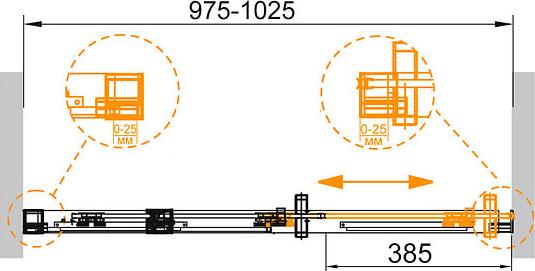 Душевая дверь в нишу Cezares DUET SOFT-BF-1-100-C-Cr-L