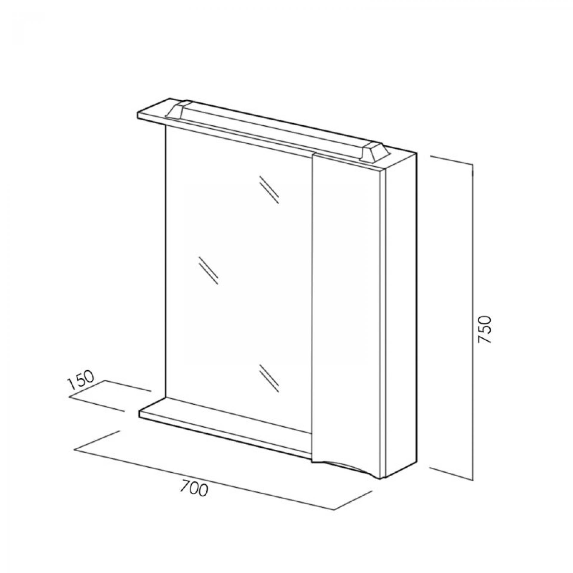 Зеркало-шкаф 70 см BelBagno MARINO-SPC-700/750-1A-BL-P-R