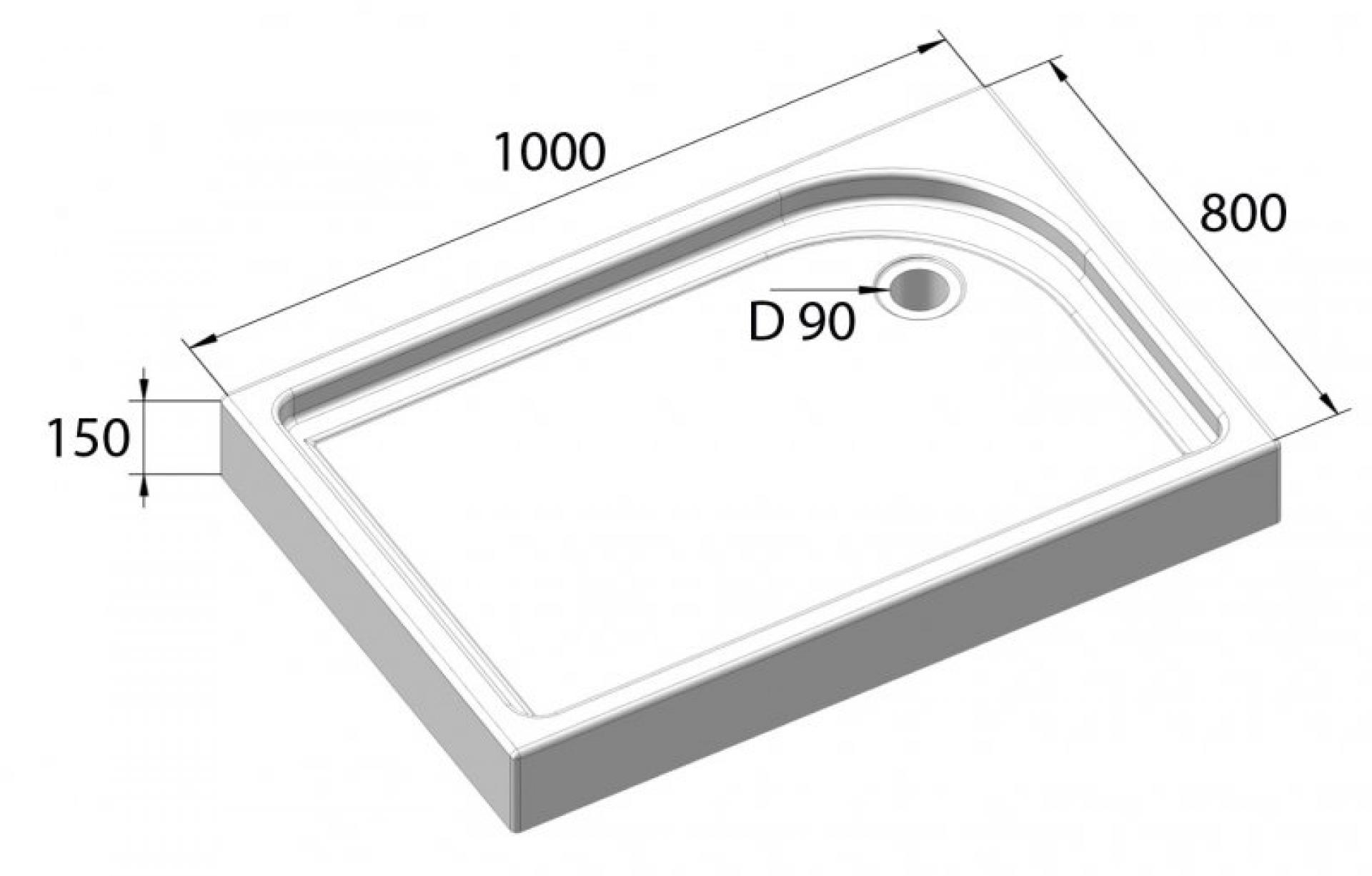 Поддон для душа BelBagno TRAY-BB-AH-100/80-15-W-R