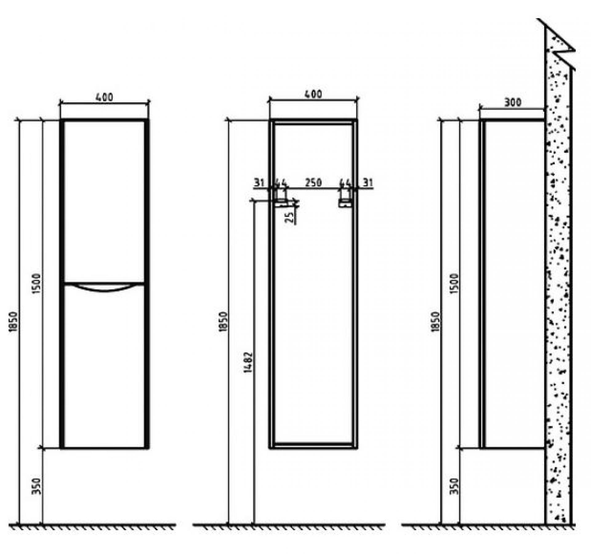 Шкаф-пенал BelBagno Ancona-N 150 bianco lucido R