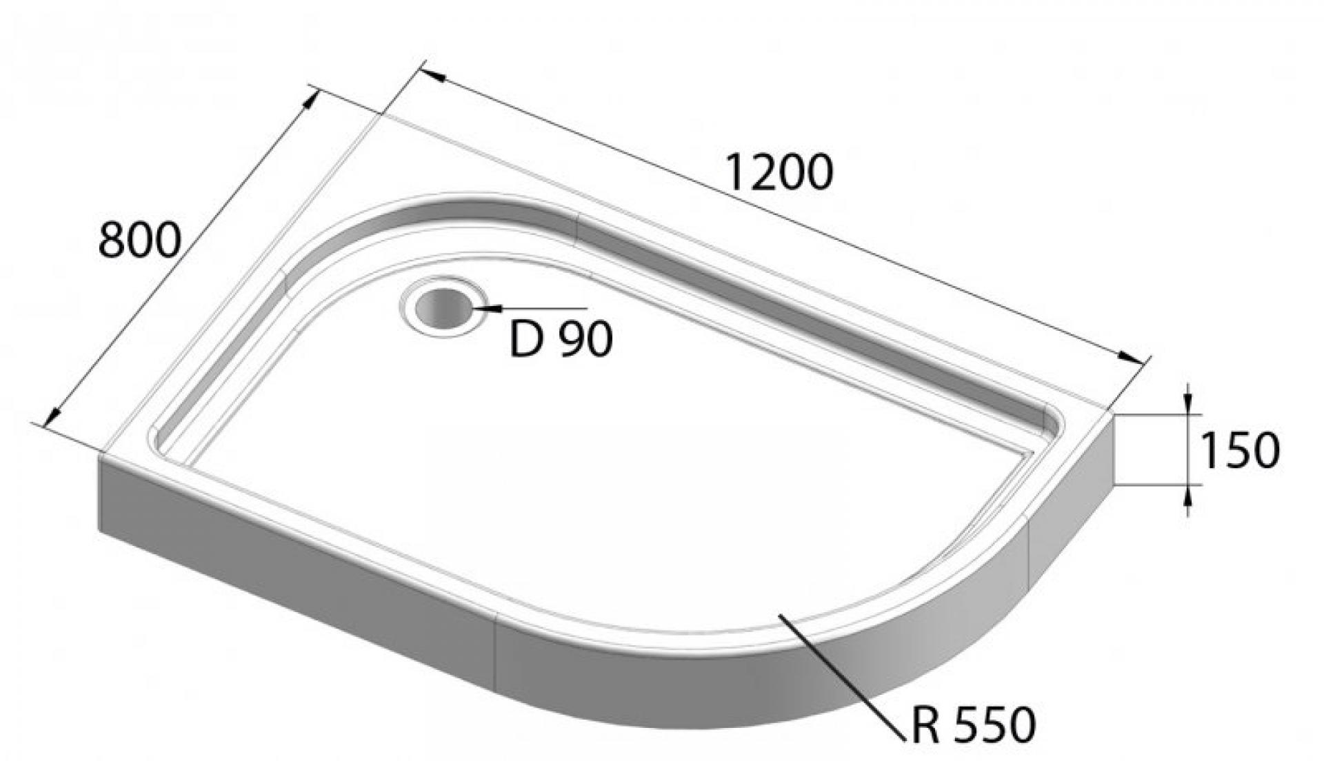 Поддон для душа BelBagno TRAY-BB-RH-120/80-550-15-W-L