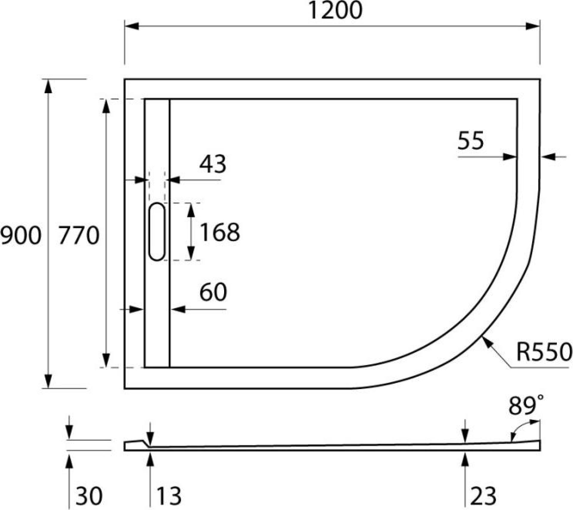 Экран для поддона Cezares TRAY-AS-RH-120/90-100-SCR-L