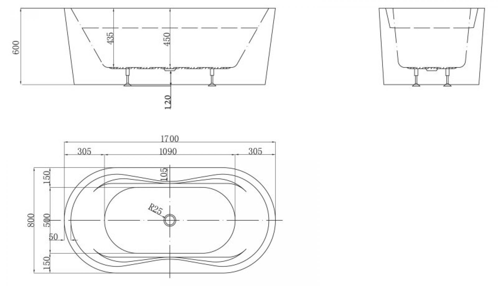 Акриловая ванна 170х80 см BelBagno BB407-1700-800