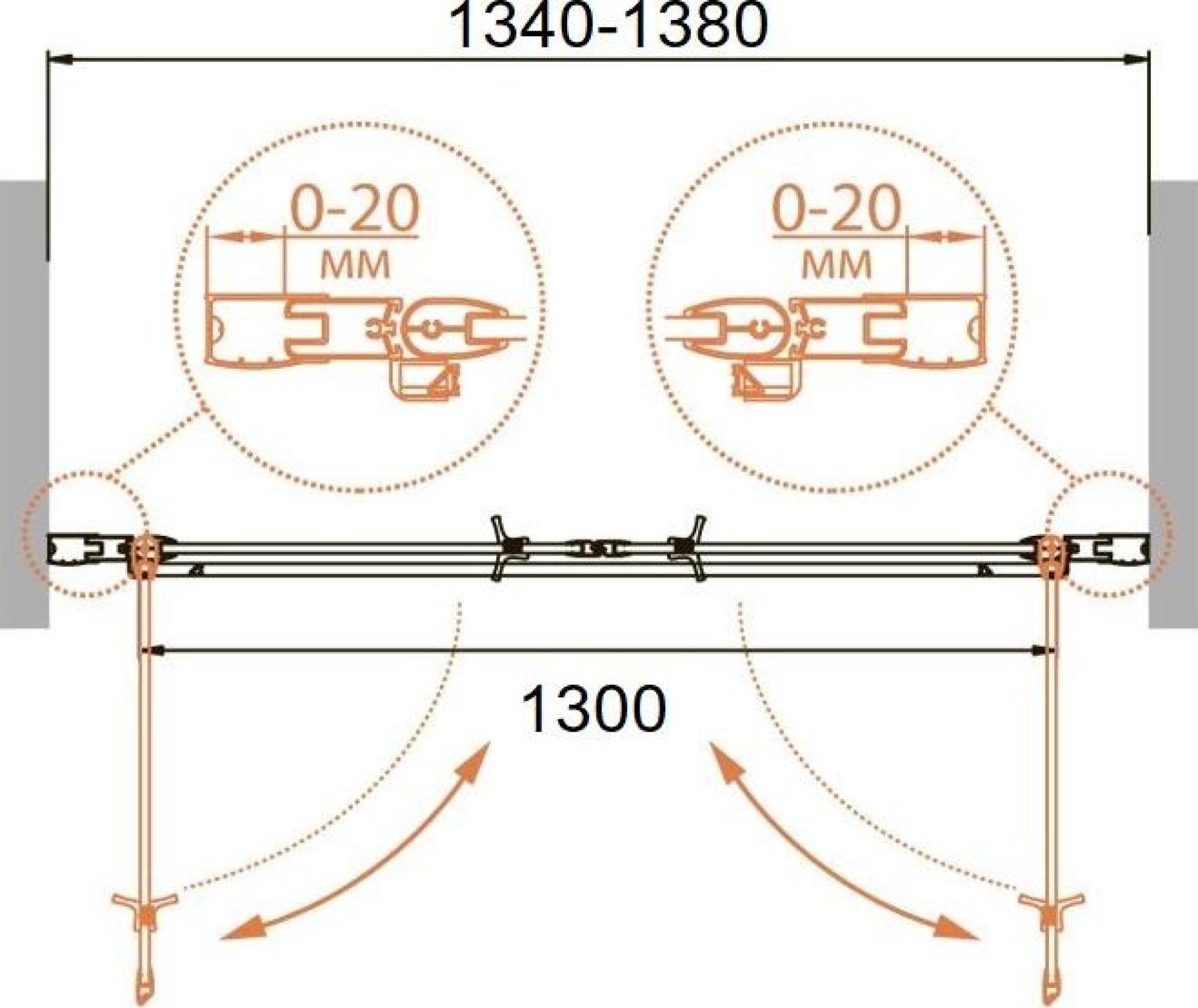 Душевая дверь в нишу Cezares RELAX-B-2-140-C-Bi стекло прозрачное