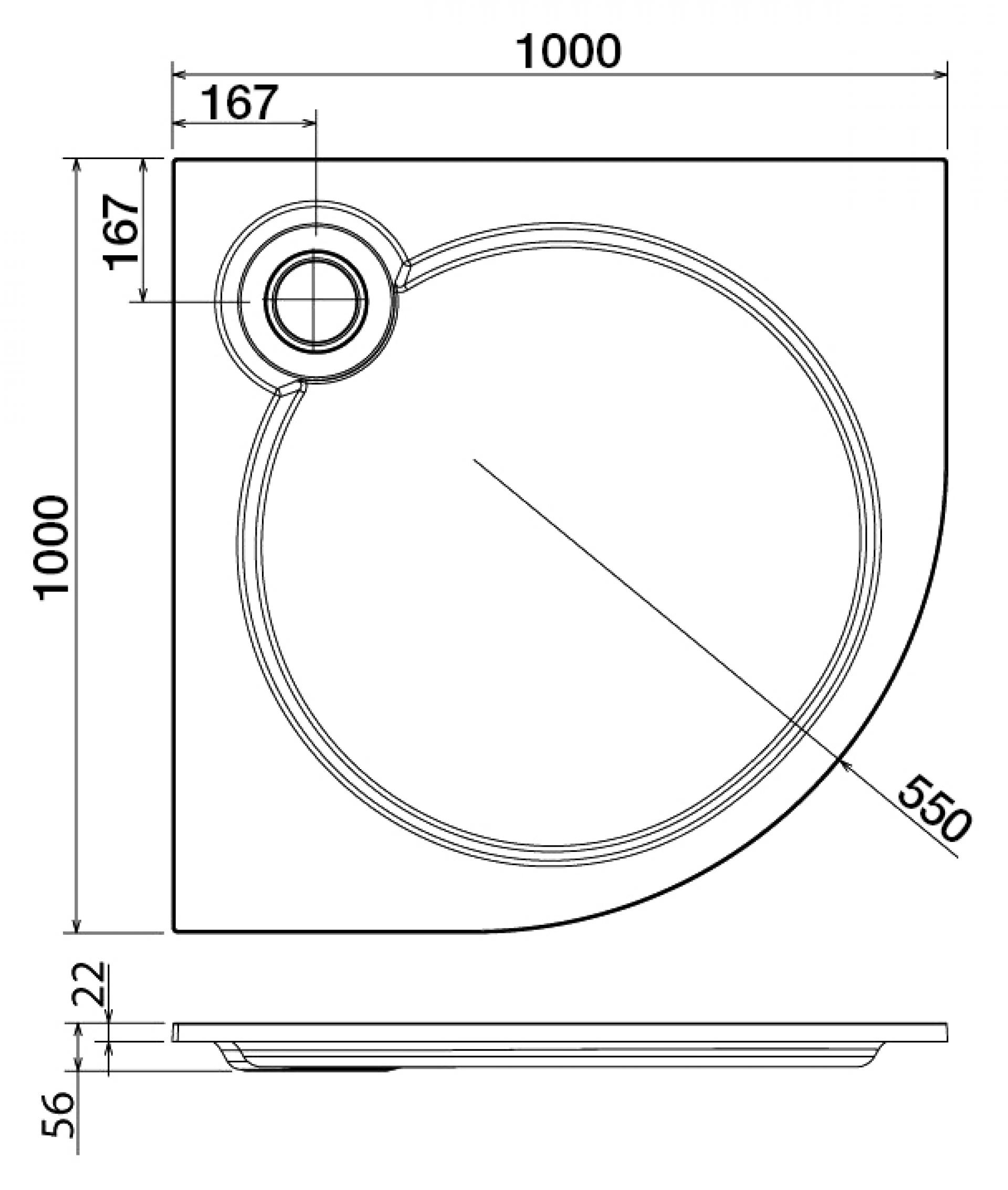 Поддон для душа Cezares Tray R 100-550 радиальный