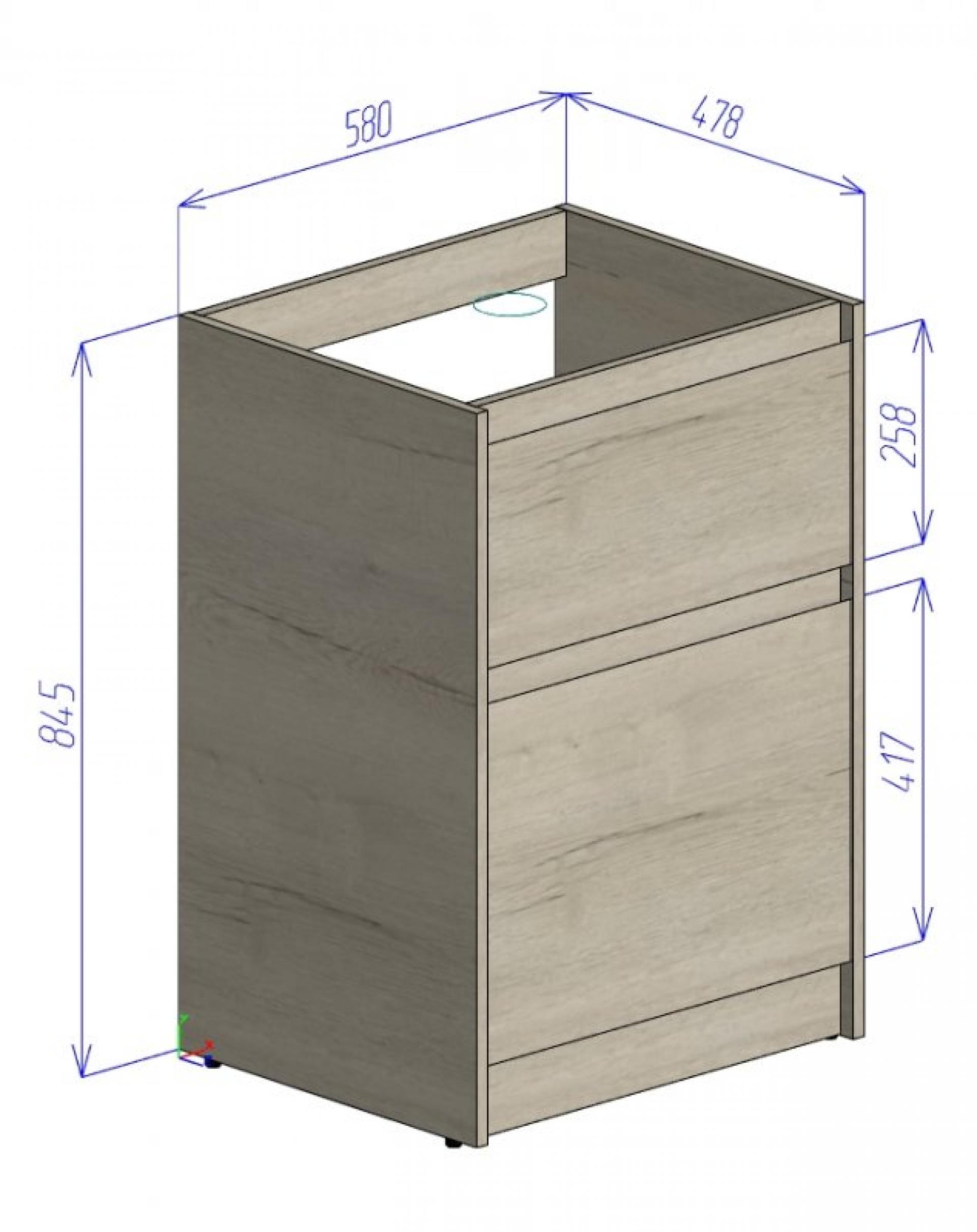 Тумба для комплекта BelBagno KRAFT-LVD-580/1200-2C-PIA-RNN rovere nebrasca nature