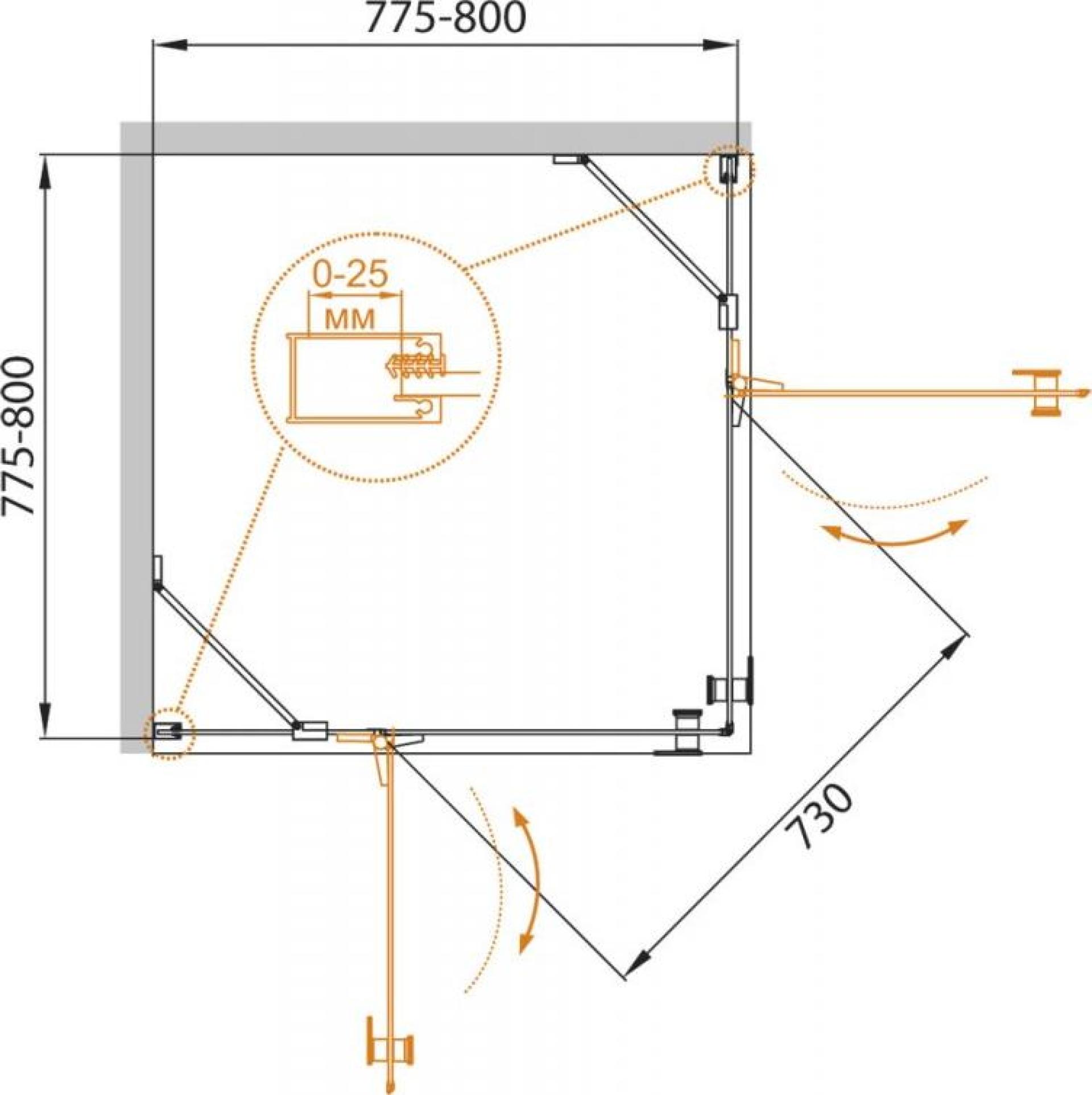 Душевой уголок Cezares CRYSTAL-S-A-2-80-C-Cr