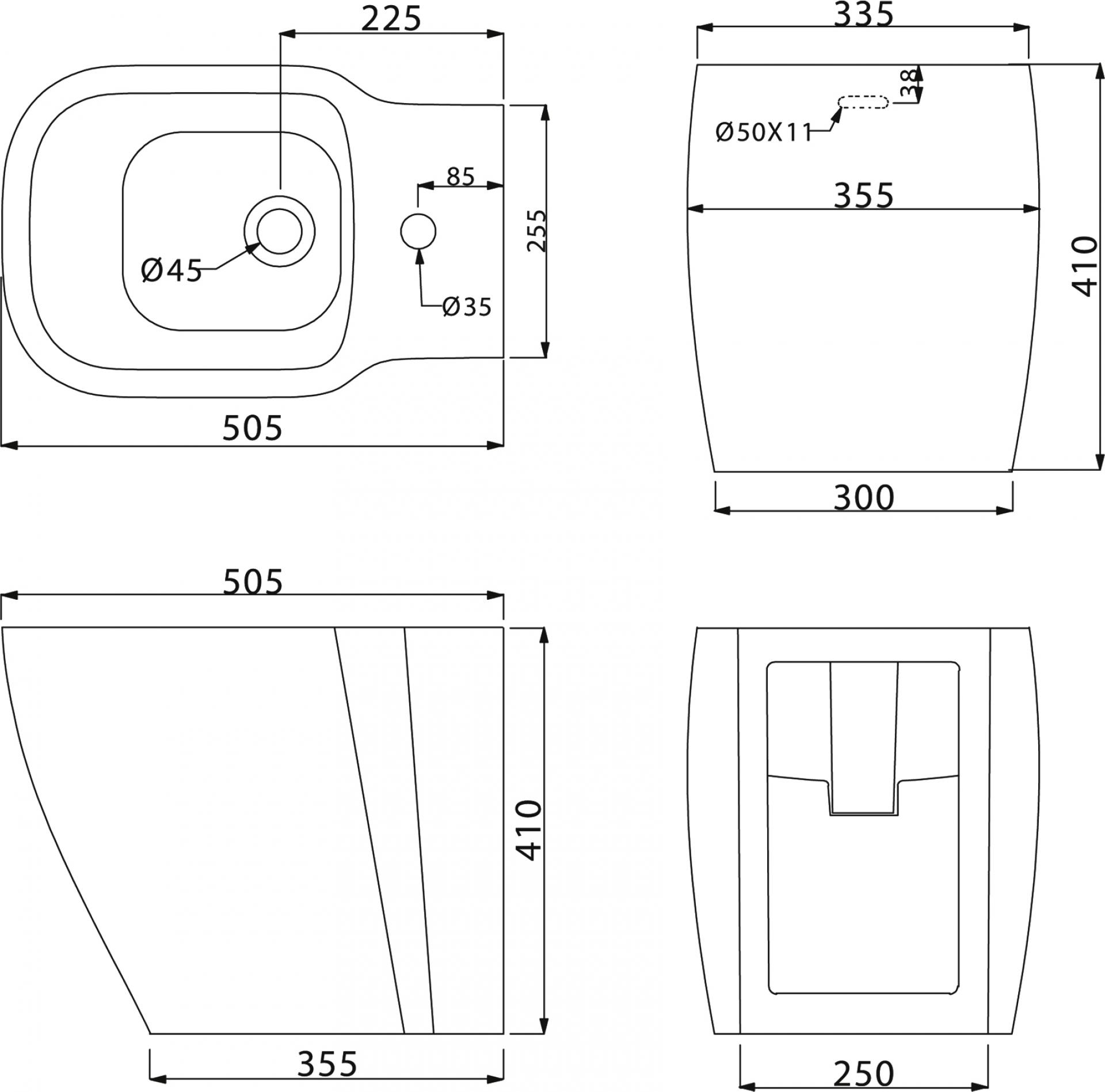 Биде напольное BelBagno Aldina BB114B