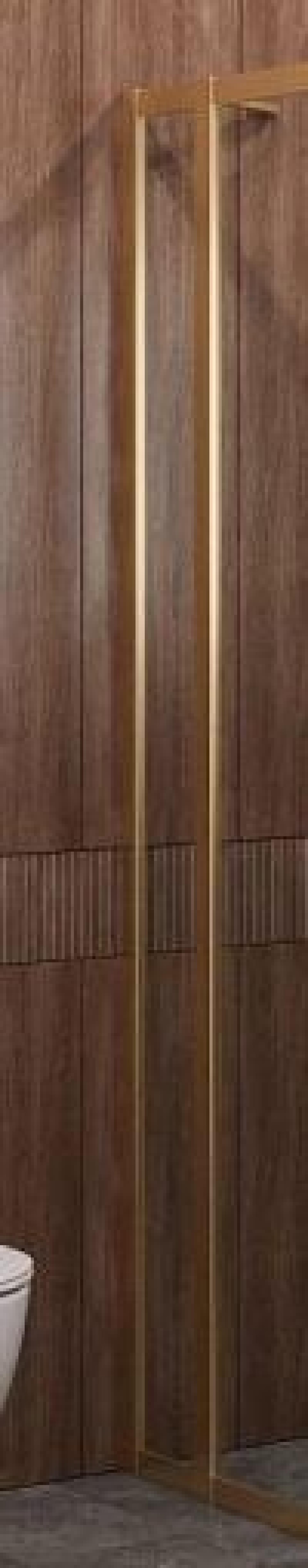 Перегородка душевая Cezares Molveno  MOLVENO-FIX-30-C-BORO-IV профиль брашированное золото, стекло прозрачное