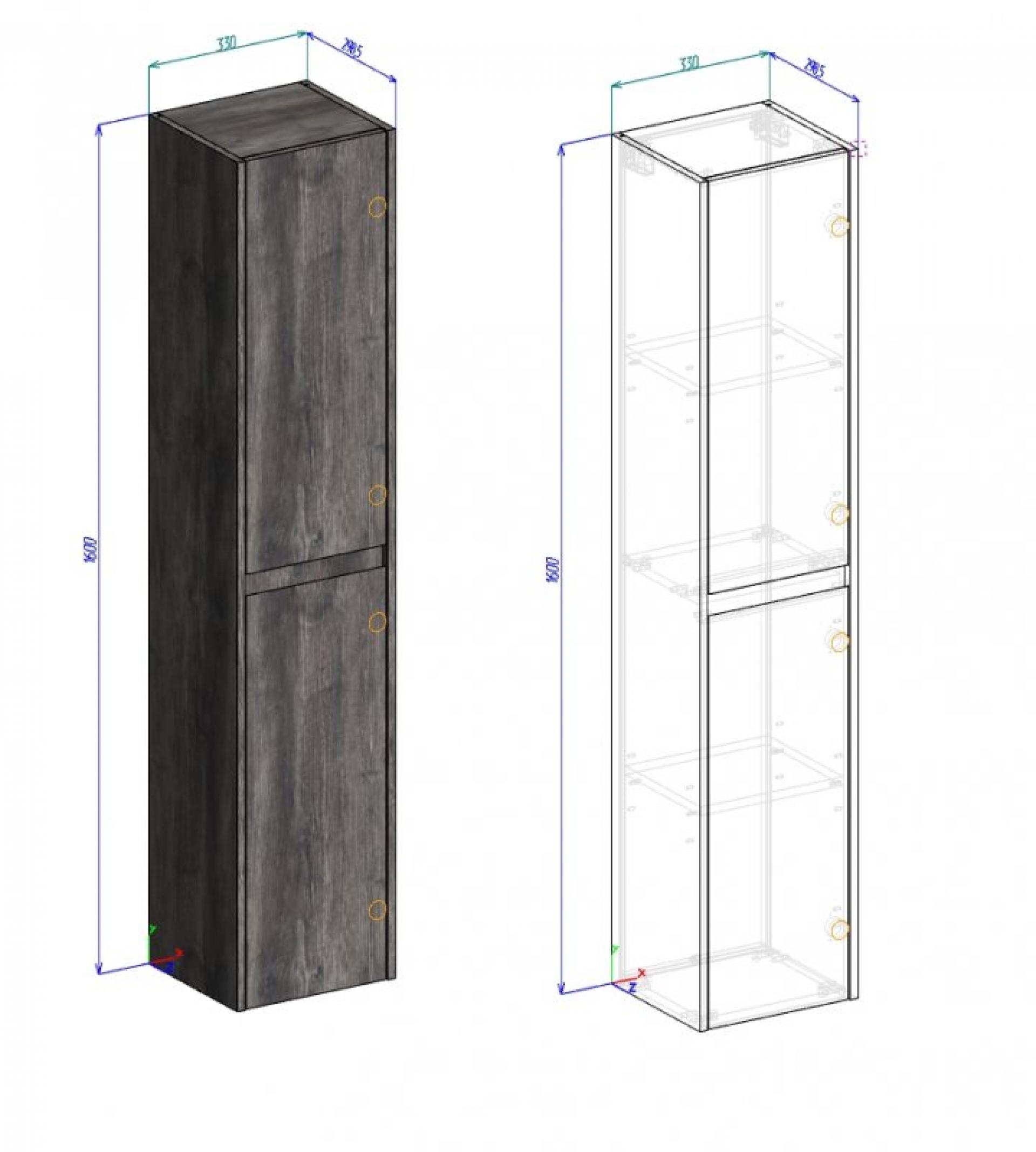 Шкаф-пенал BelBagno KRAFT-1600-2A-SC-PP-L pino pasadena