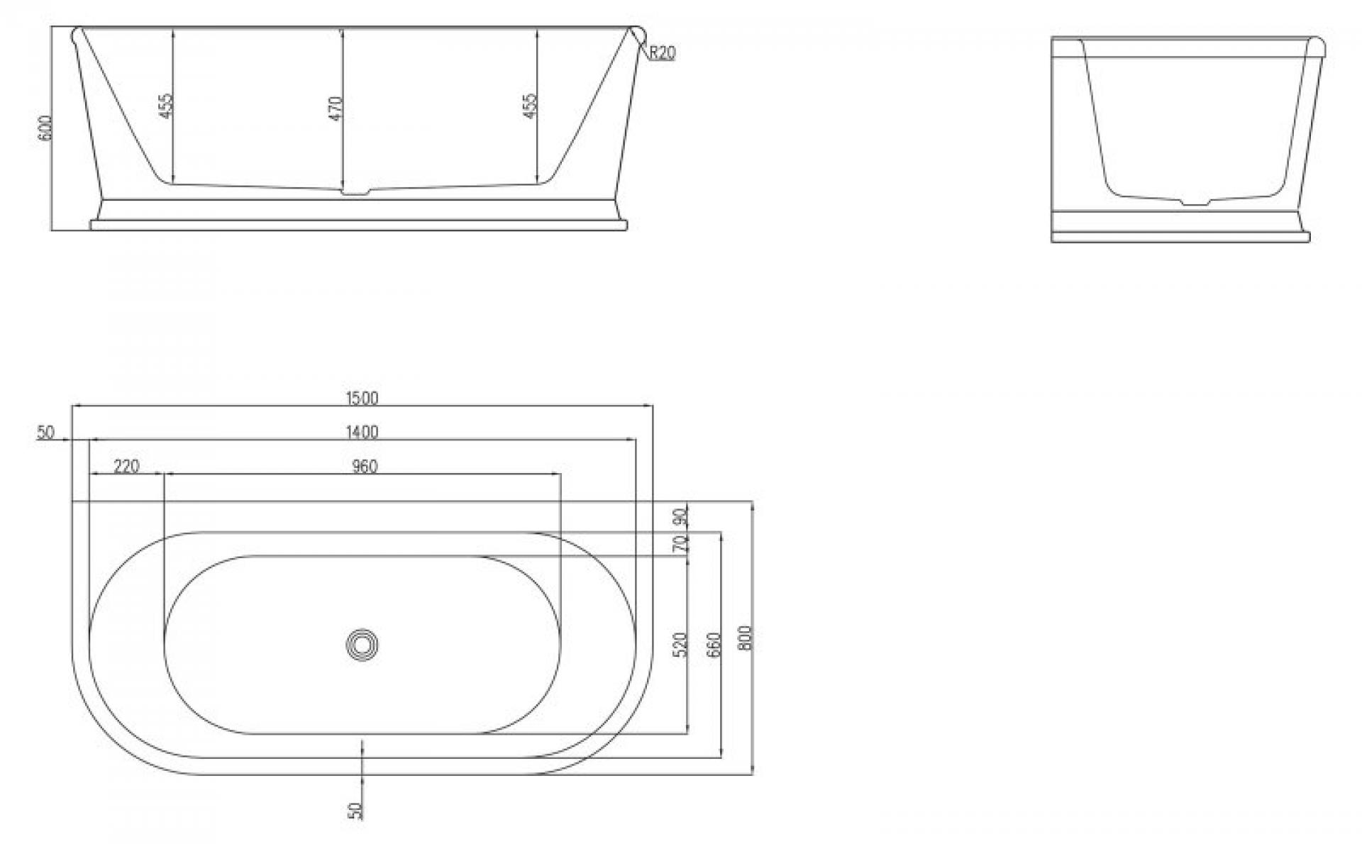 Акриловая ванна 150х80 см BelBagno BB408-1500-800