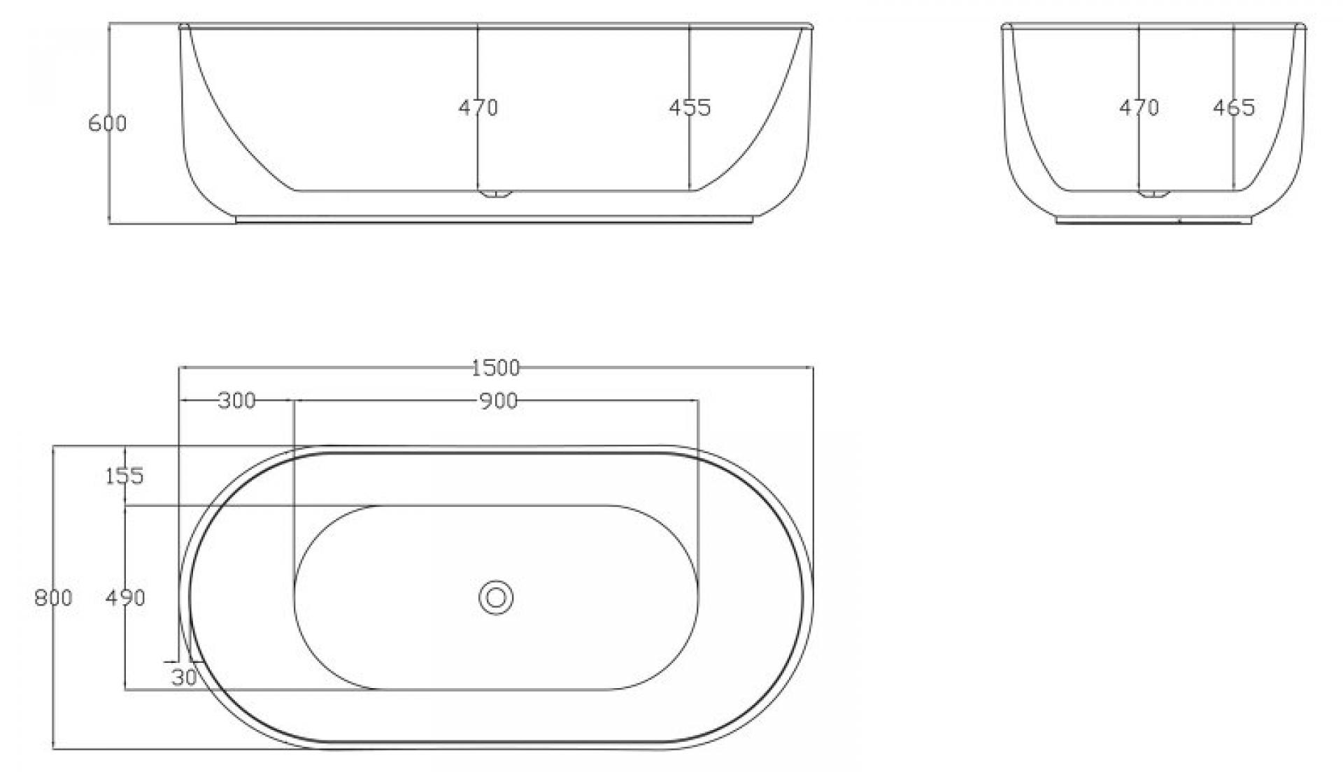 Акриловая ванна 150х80 см BelBagno BB401-1500-800