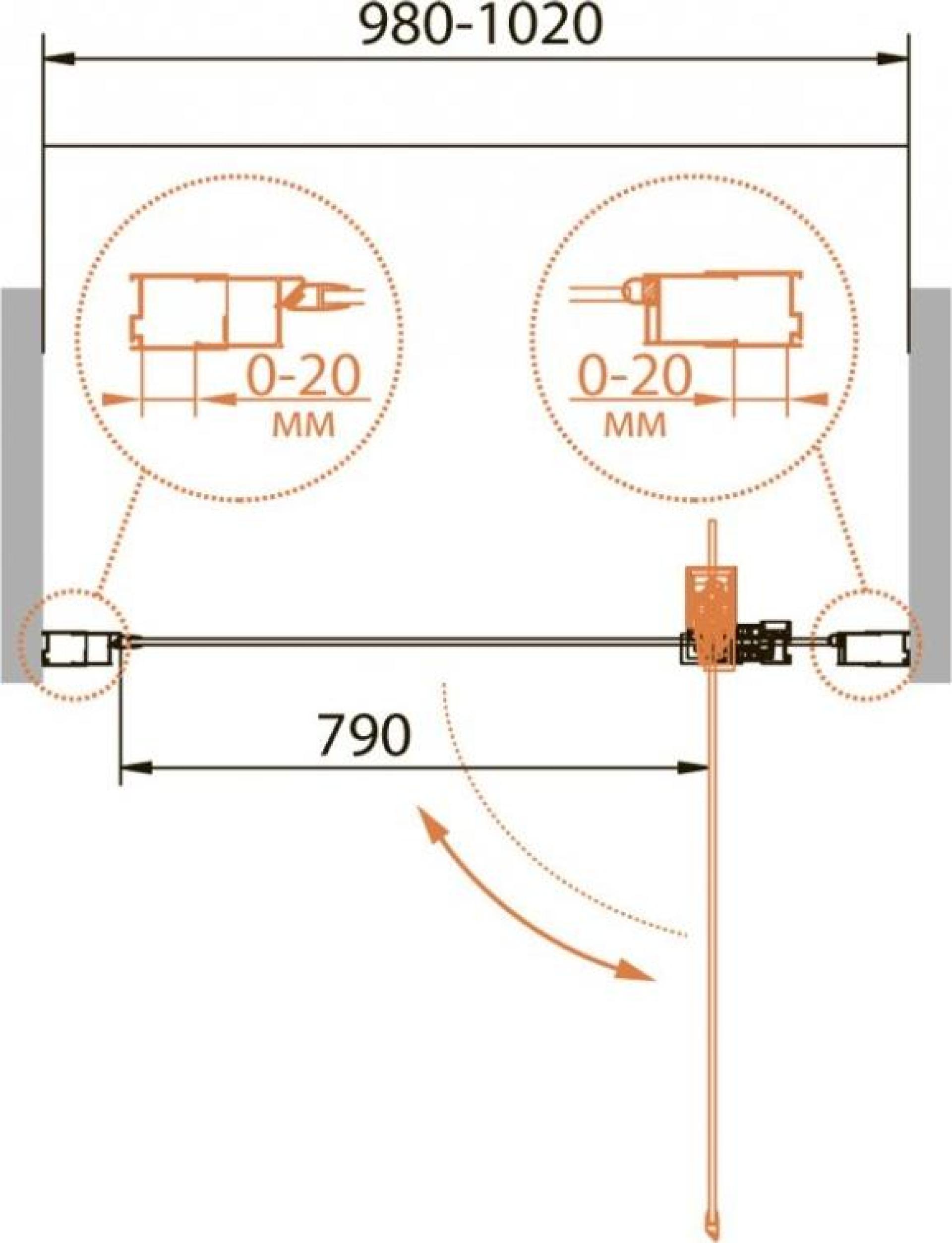 Душевая дверь в нишу Cezares RELAX-BA-1-100-C-Bi стекло прозрачное