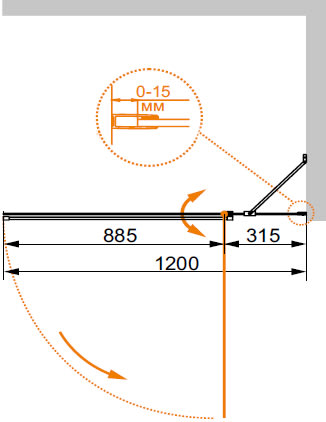 Шторка на ванну Cezares ECO-O-V-11-120/140-P-Cr-R стекло punto