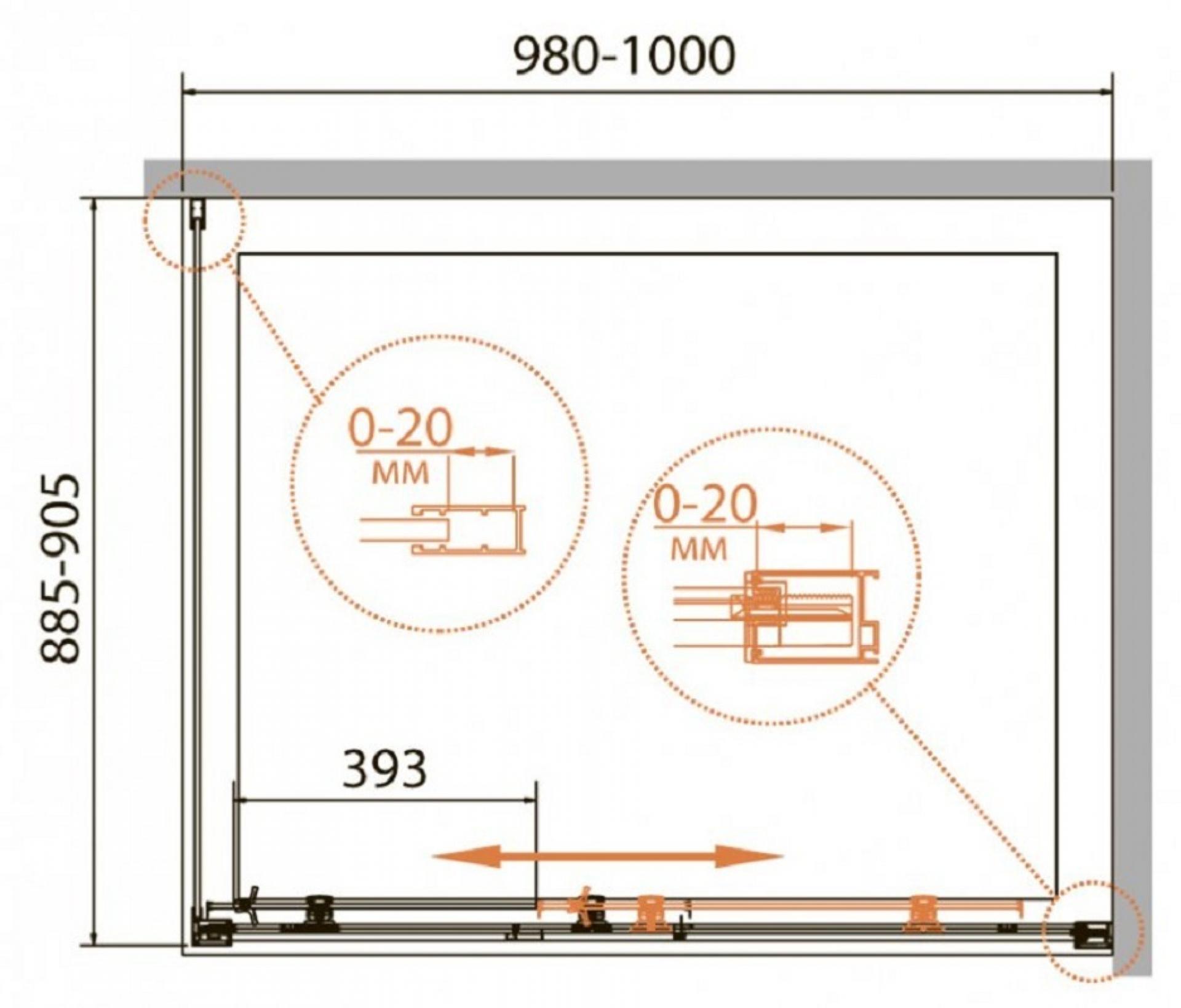 Душевой уголок Cezares RELAX-AHF-1-100/90-C-Bi стекло прозрачное