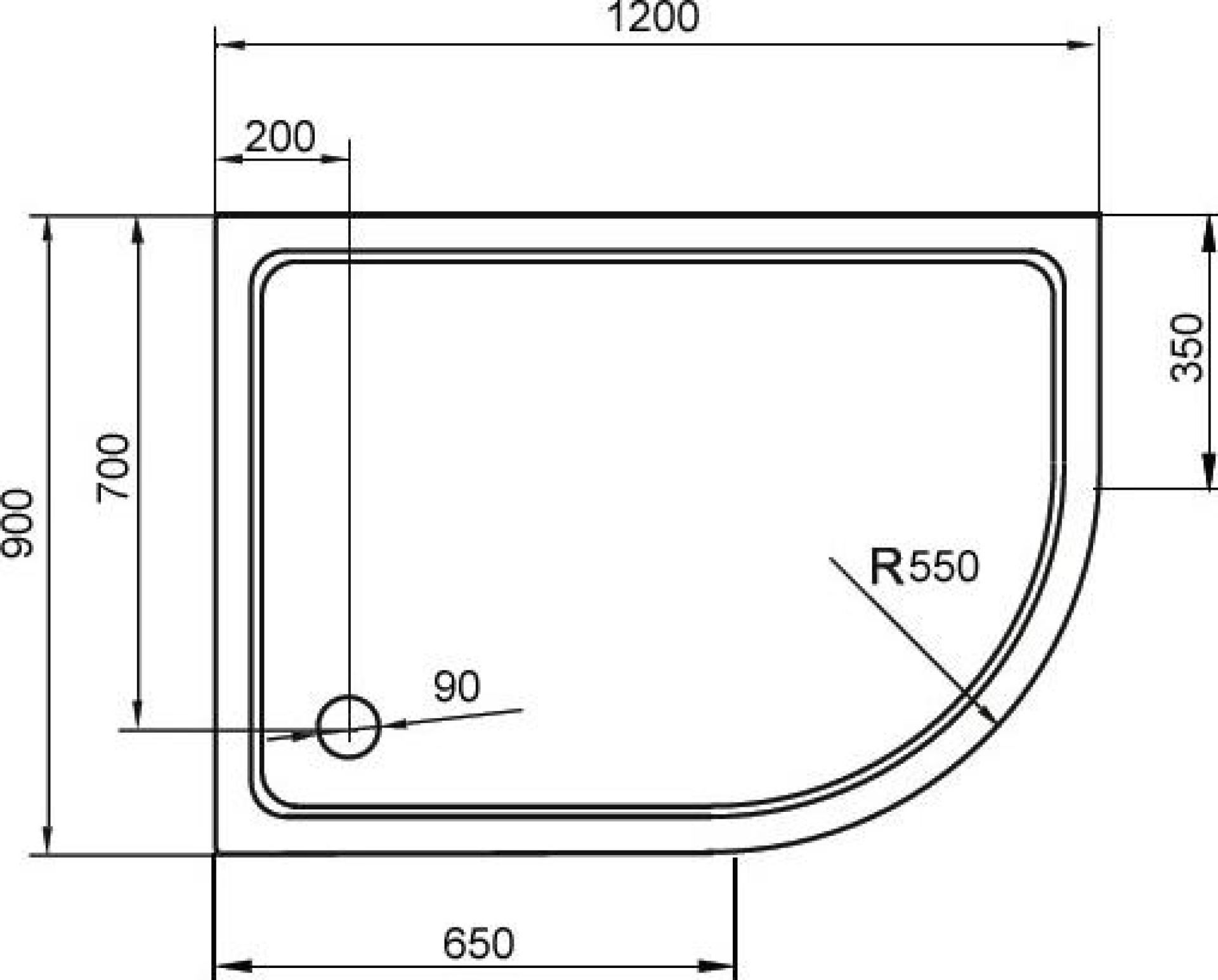 Поддон для душа Cezares SMC RH 120x90 см L