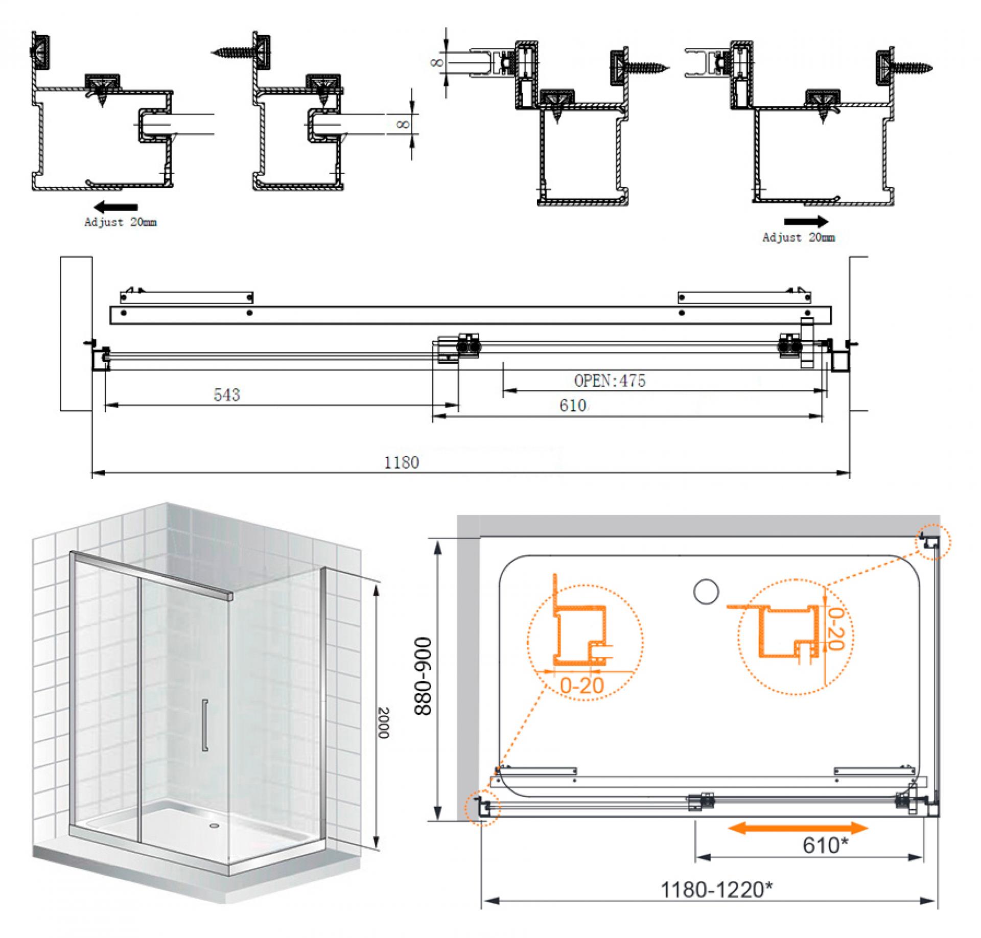 Душевой уголок Cezares Lux soft W AH1 120/90 C Cr IV