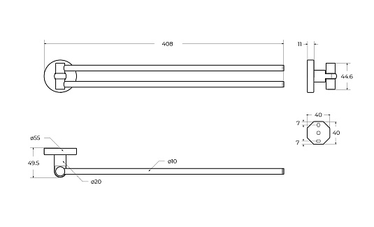 Полотенцедержатель двойной Cezares Relax RELAX-THD-S-01 хром
